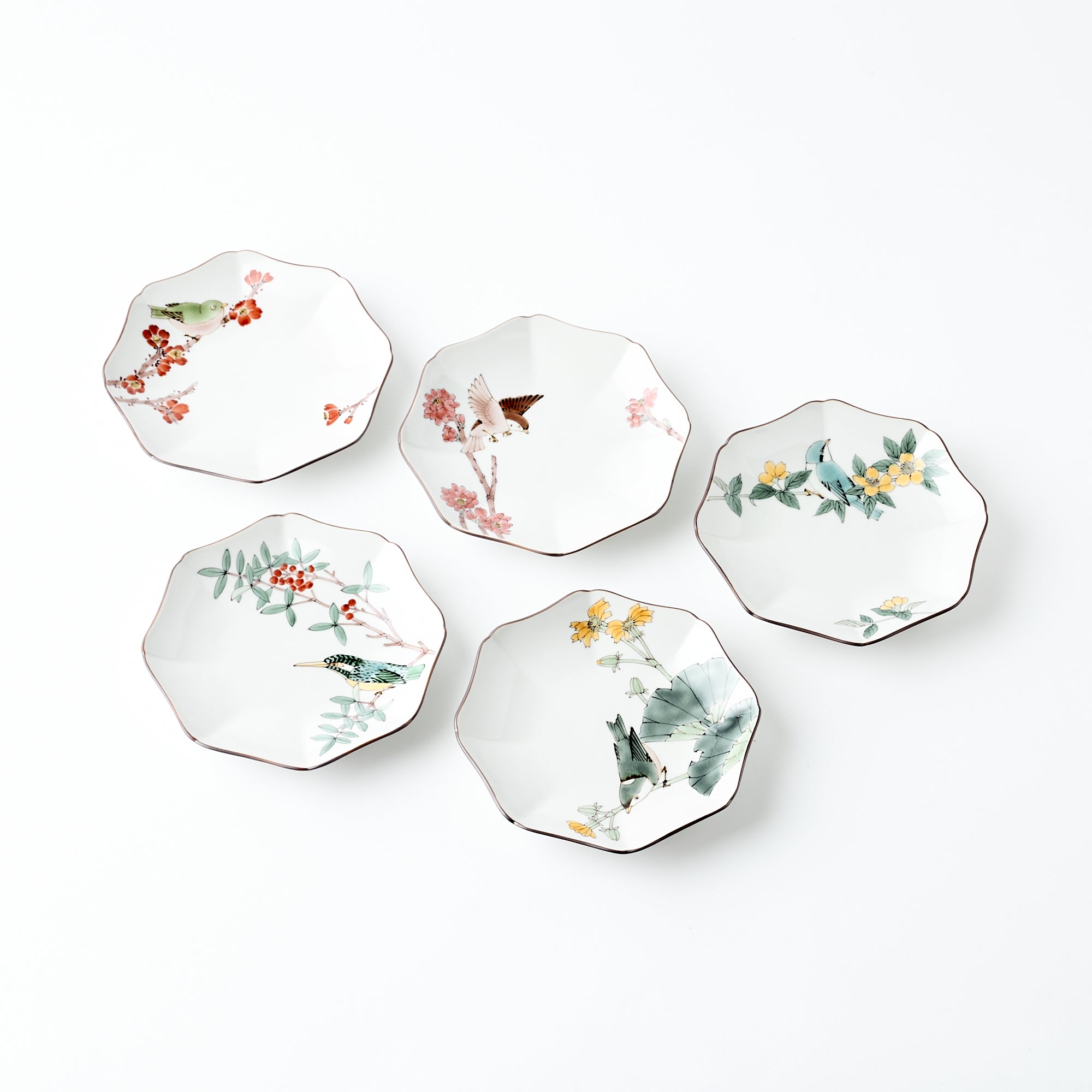 Bird and Botanicals Octagonal Side Plate - JAPAN KUTANI SHOP