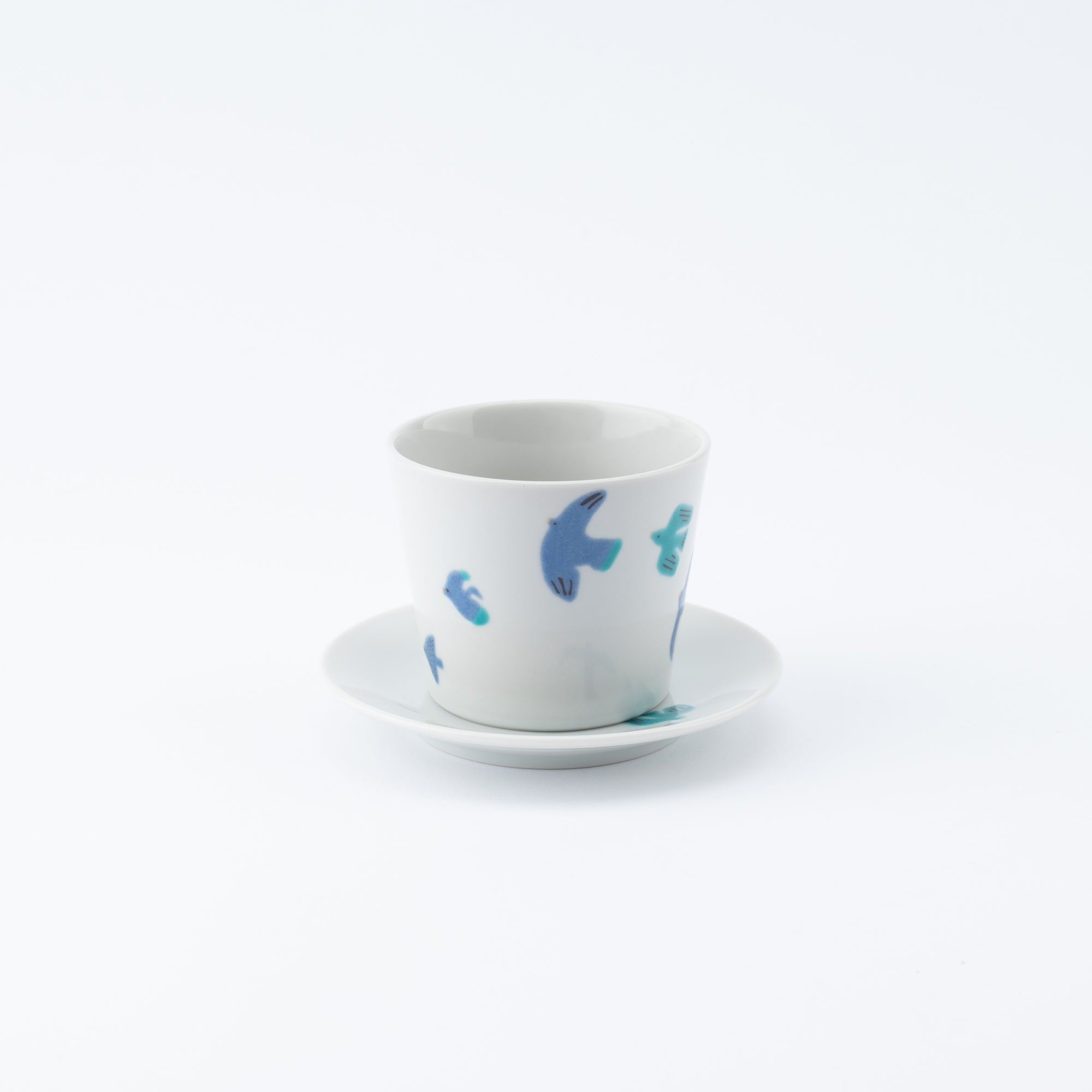 Playful Blue Japanese Cup & Saucer