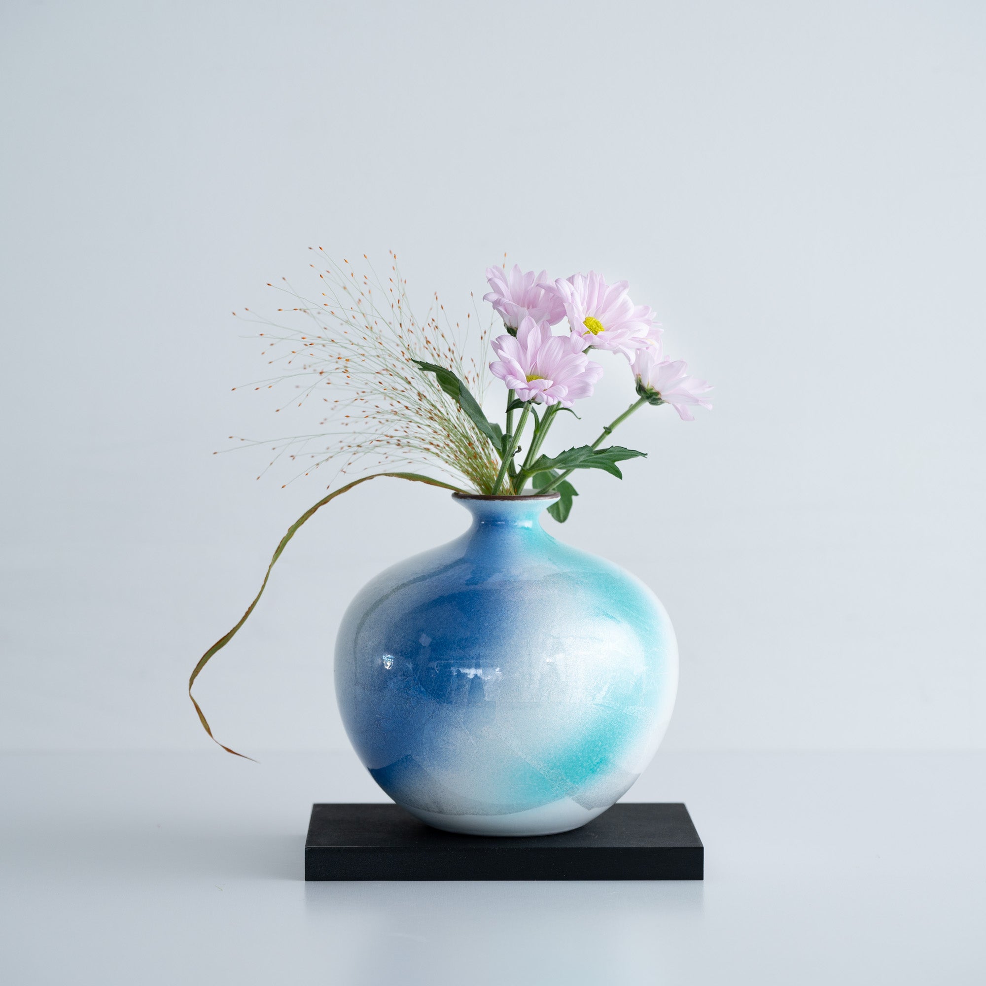 Two-Tone Ginsai Japanese Flower Vase