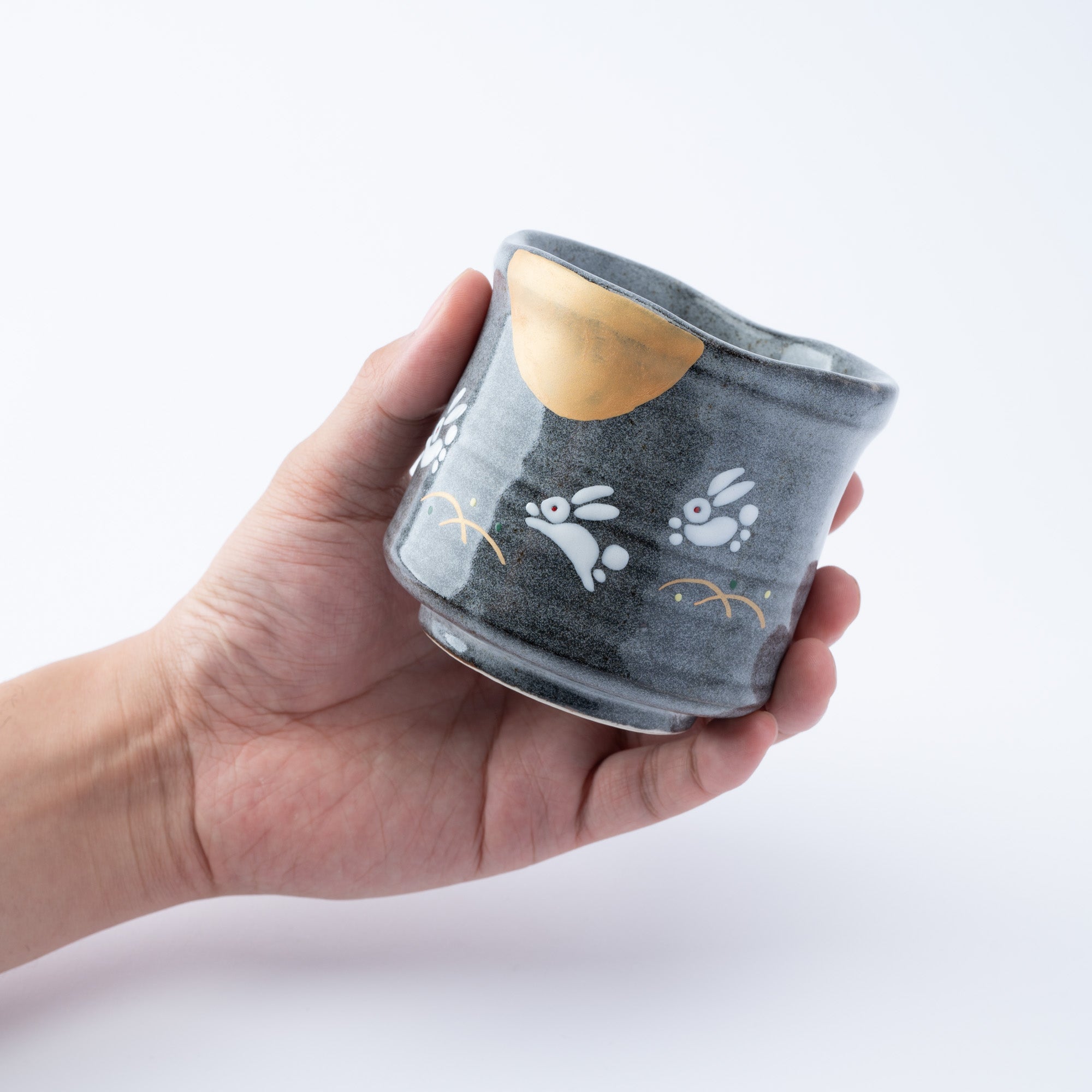 Gray Wave Yunomi Japanese Teacup