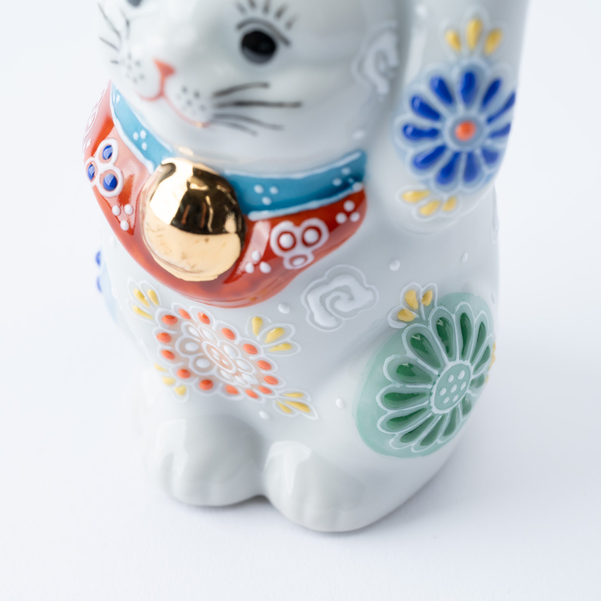 3.3号招き猫 白盛花 - JAPAN KUTANI SHOP