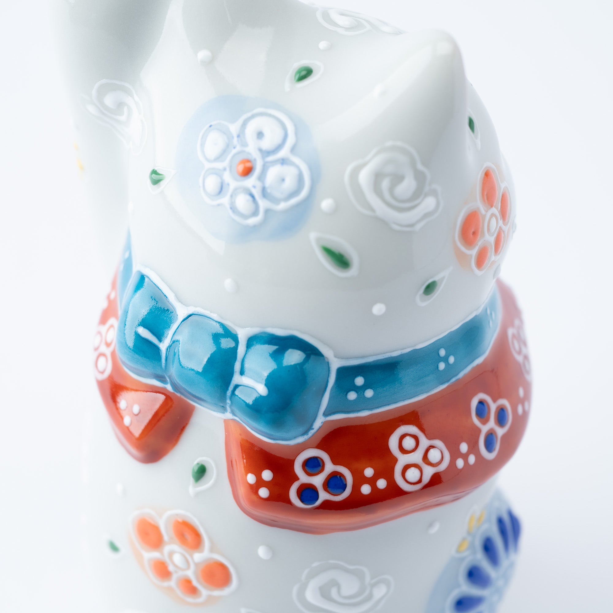 3.3号招き猫 白盛花 - JAPAN KUTANI SHOP