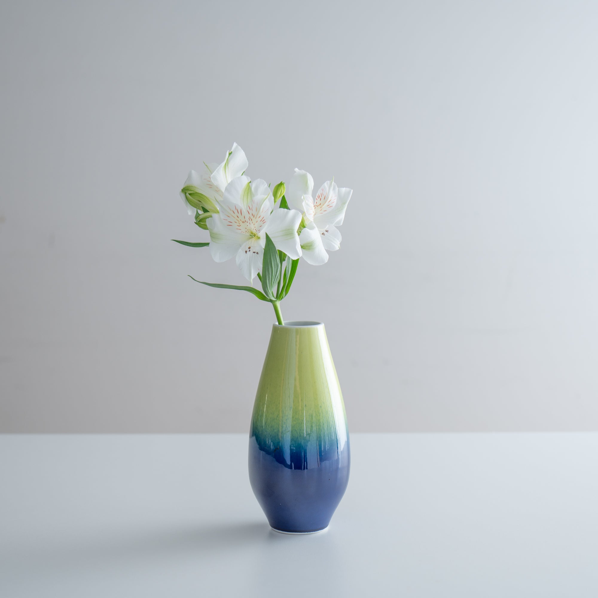 Blue Glaze Radiance Japanese Flower Vase