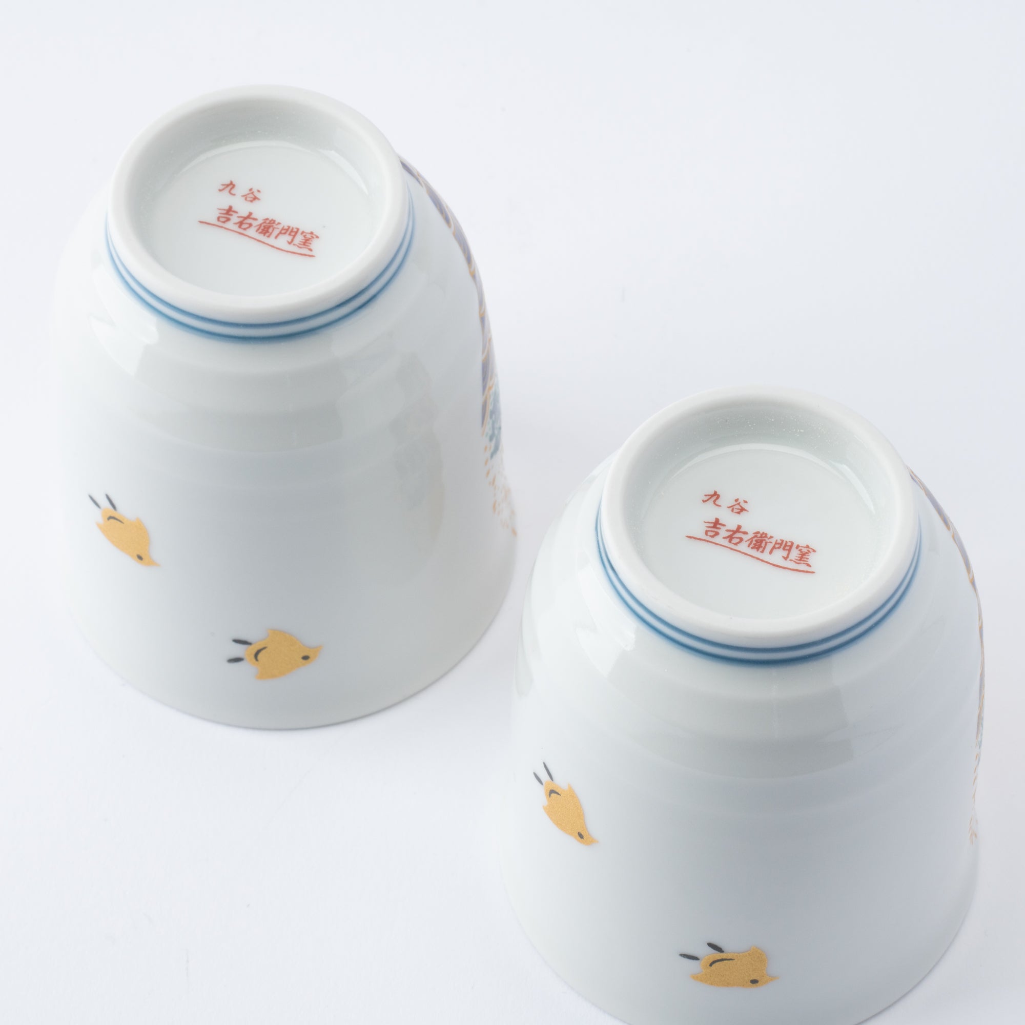 Waves and Birds Yunomi Japanese Teacup Pair