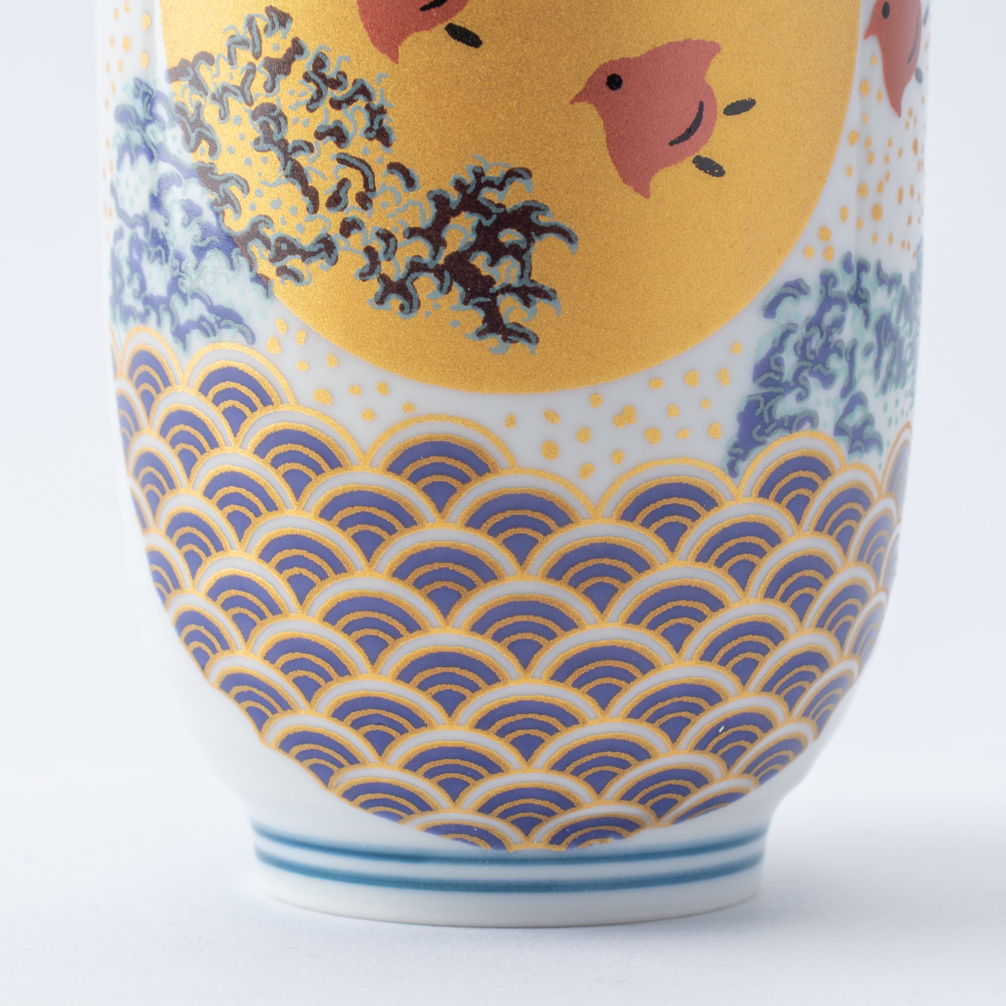 Waves and Birds Yunomi Japanese Teacup Pair