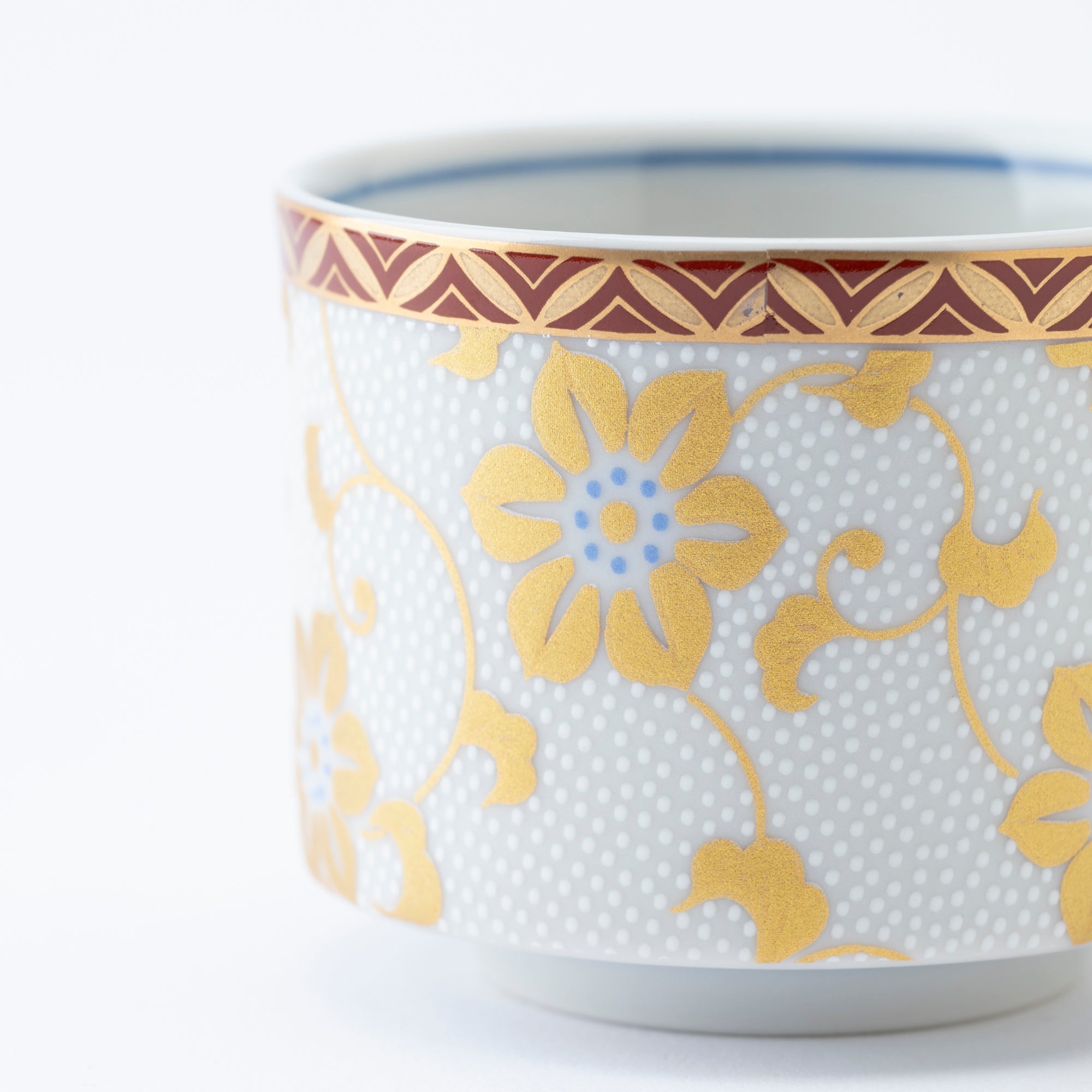 Gold Clematis Chibu Sake Cup Pair - JAPAN KUTANI SHOP