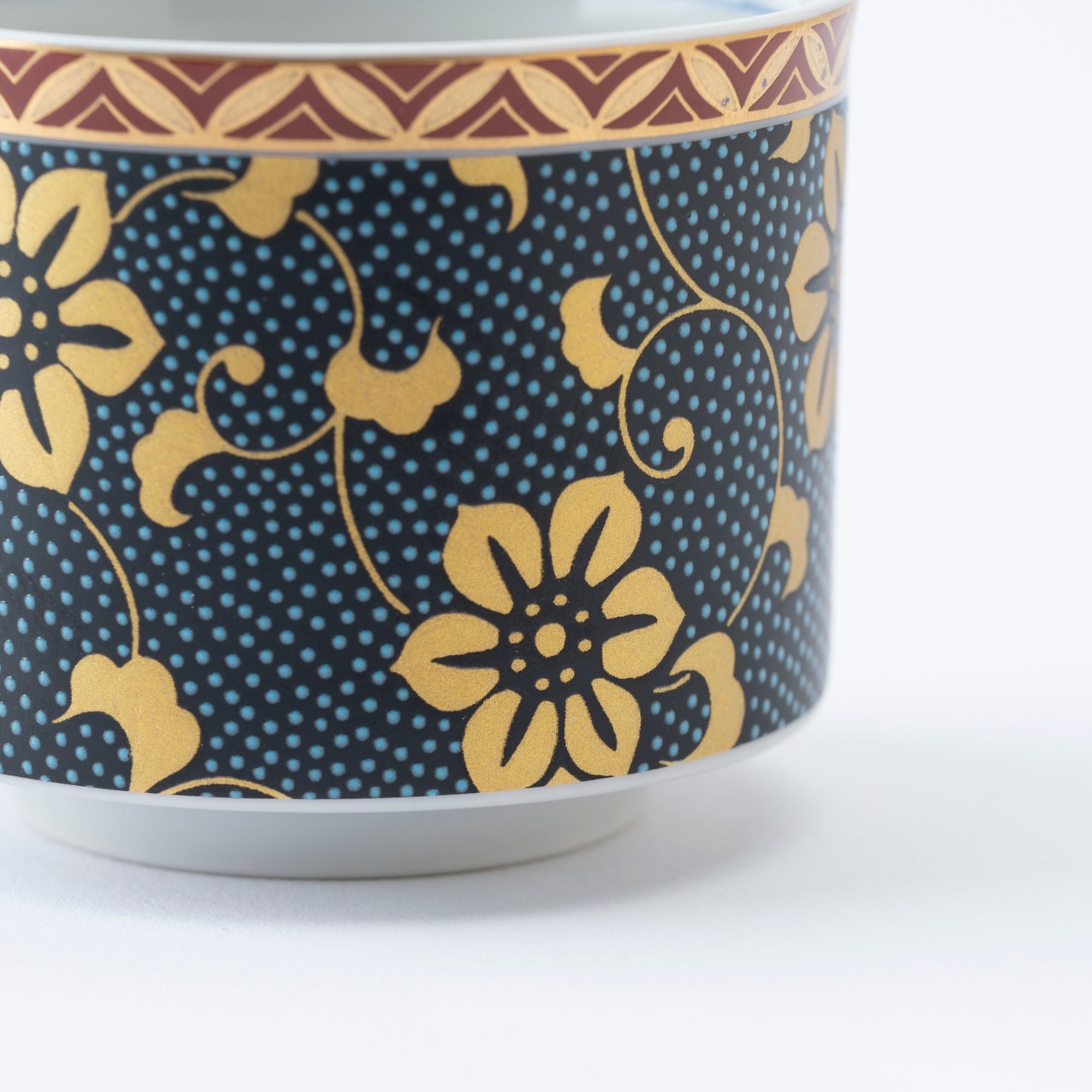 Gold Clematis Chibu Sake Cup Pair - JAPAN KUTANI SHOP