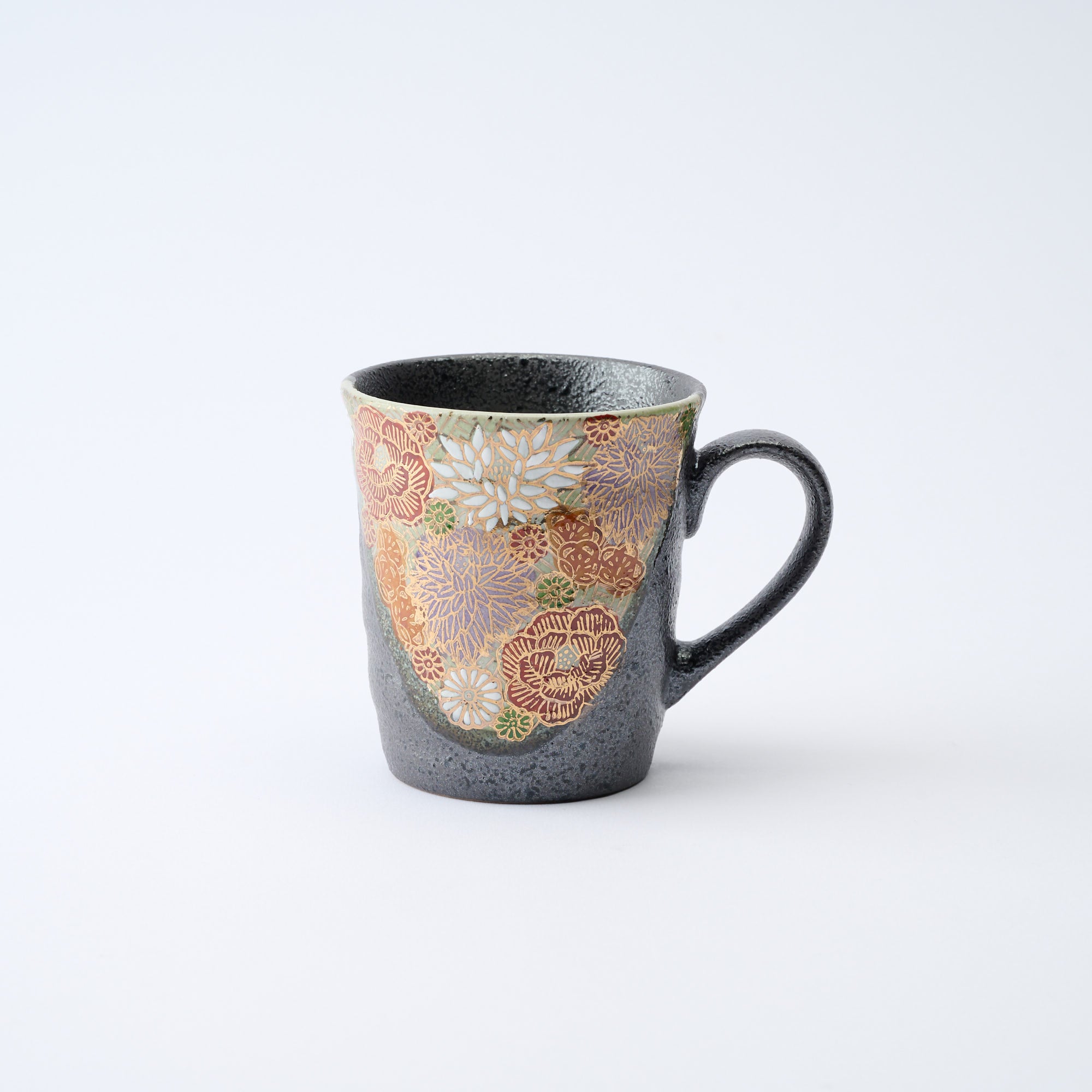 Hanazume on Black Mug Pair - JAPAN KUTANI SHOP