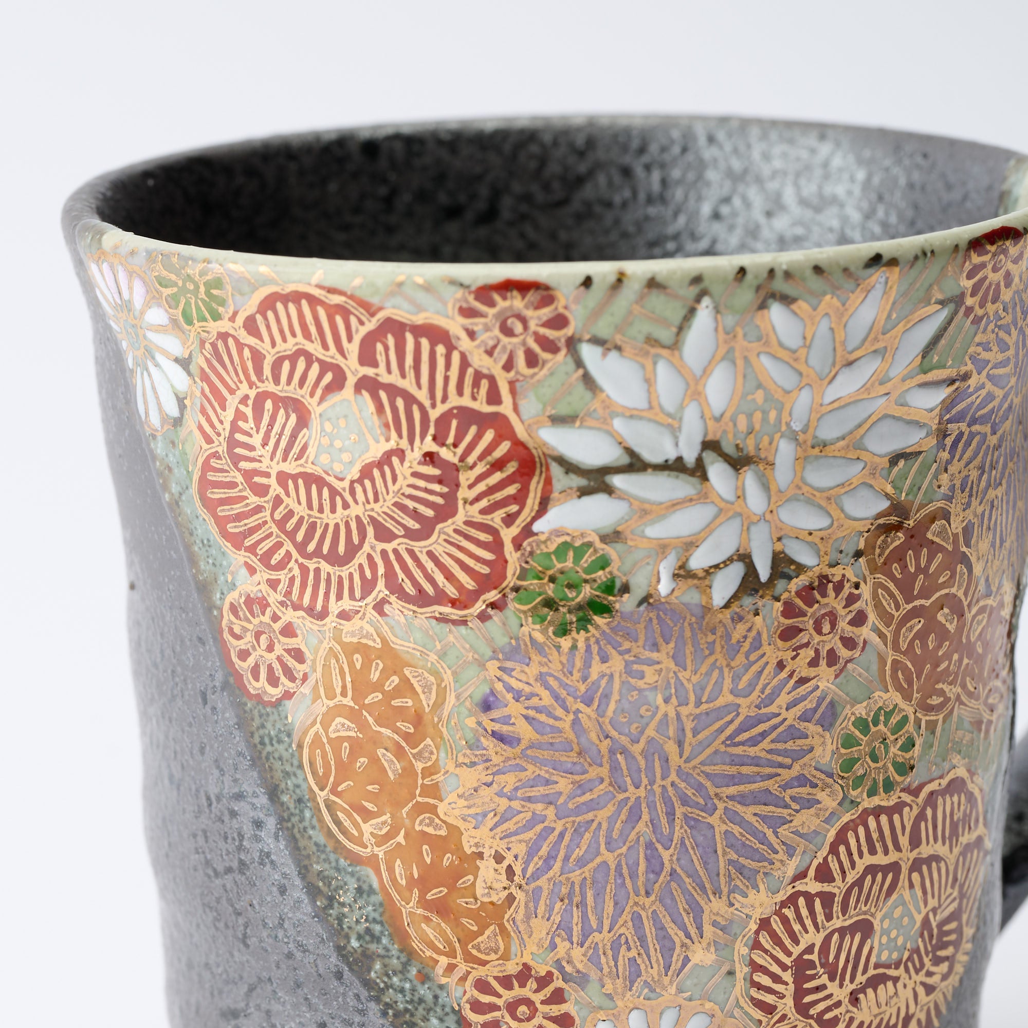 Hanazume on Black Mug Pair - JAPAN KUTANI SHOP