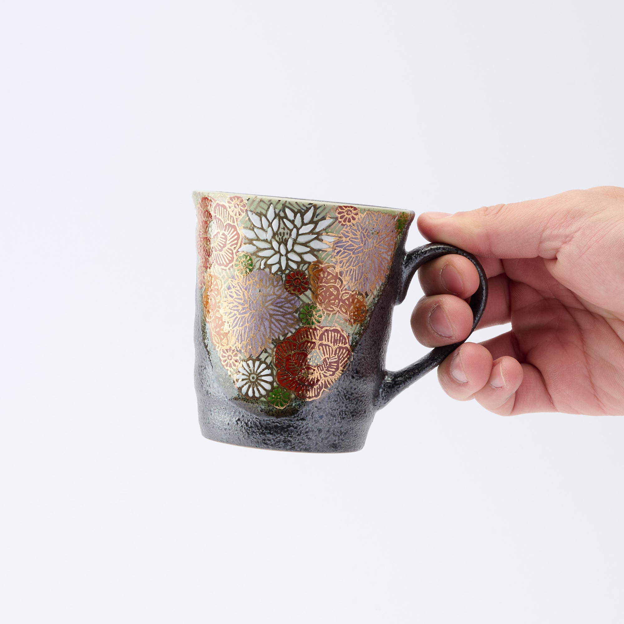 Hanazume on Black Mug Pair - JAPAN KUTANI SHOP