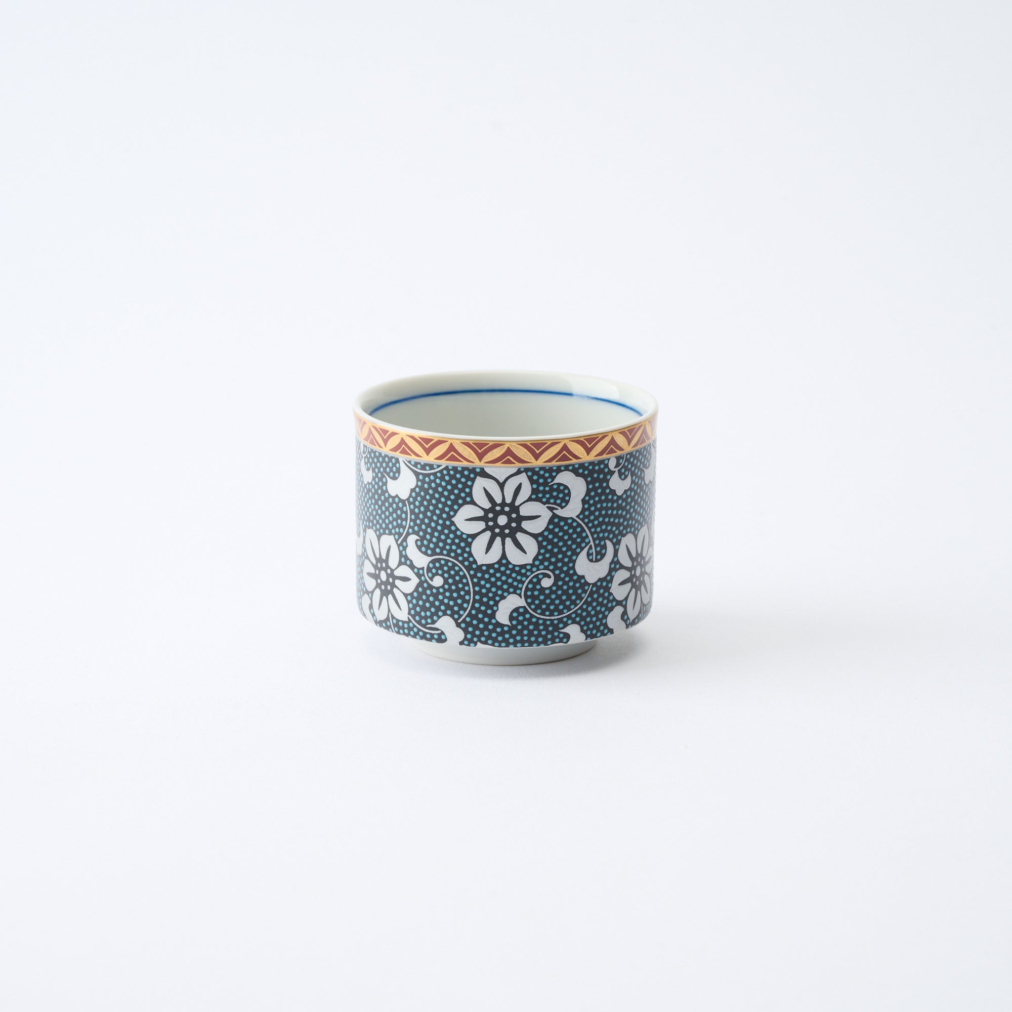 Silver Clematis Aochibu Sake Cup Pair - JAPAN KUTANI SHOP