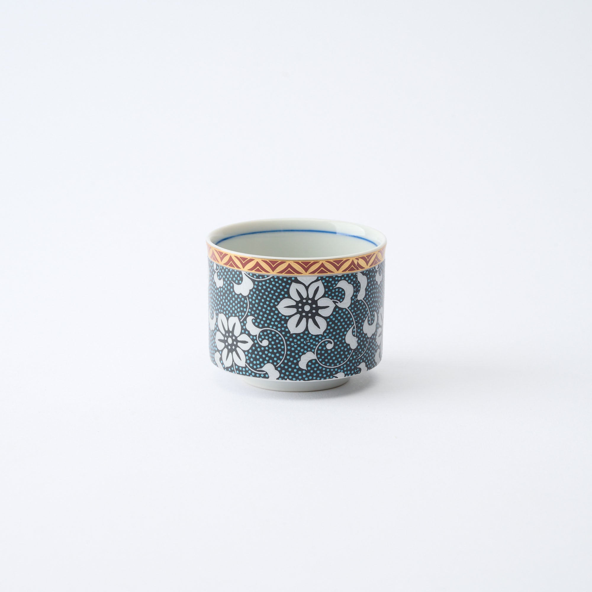 Silver Clematis Aochibu Sake Cup Pair - JAPAN KUTANI SHOP
