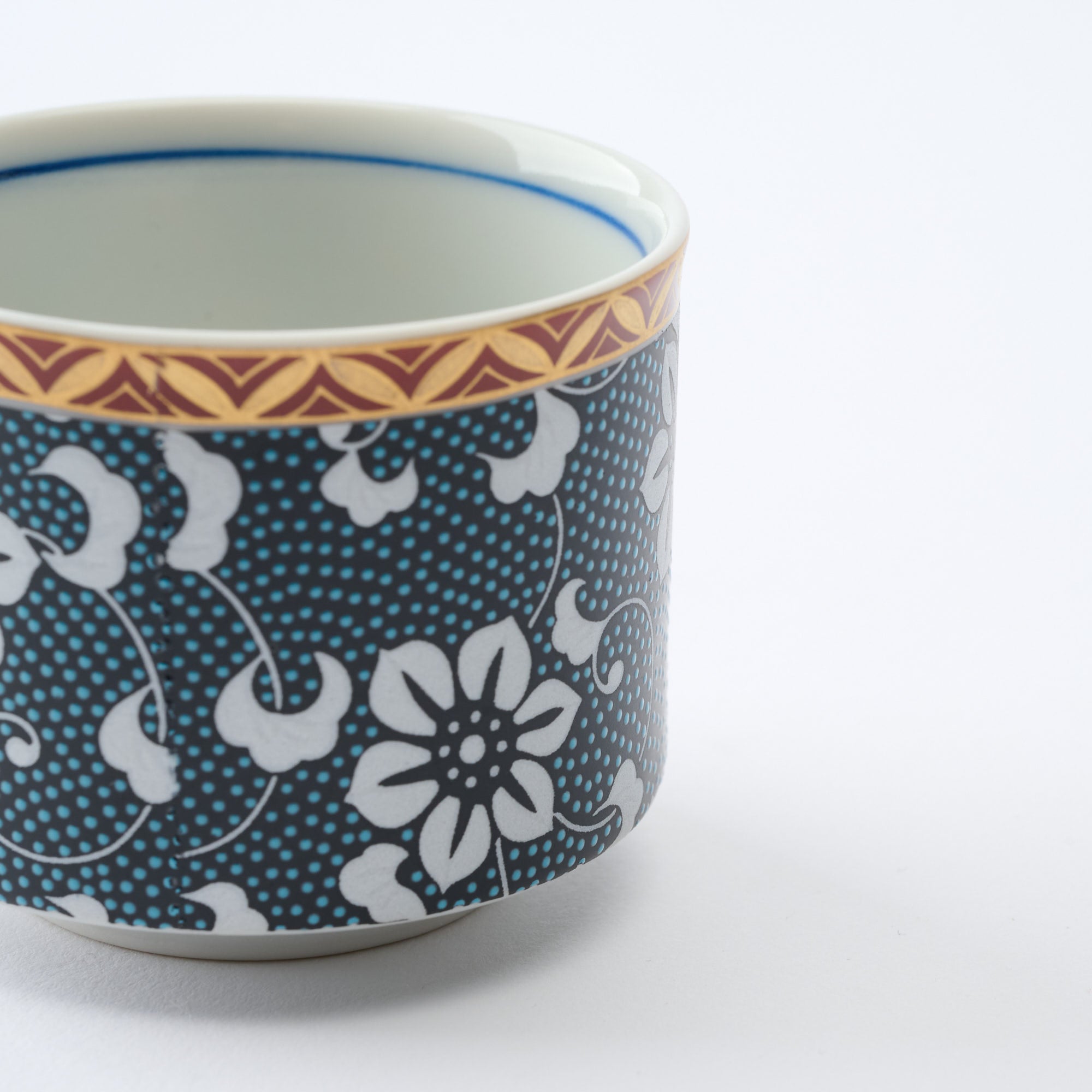 Silver Clematis Aochibu Sake Cup Pair - JAPAN KUTANI SHOP