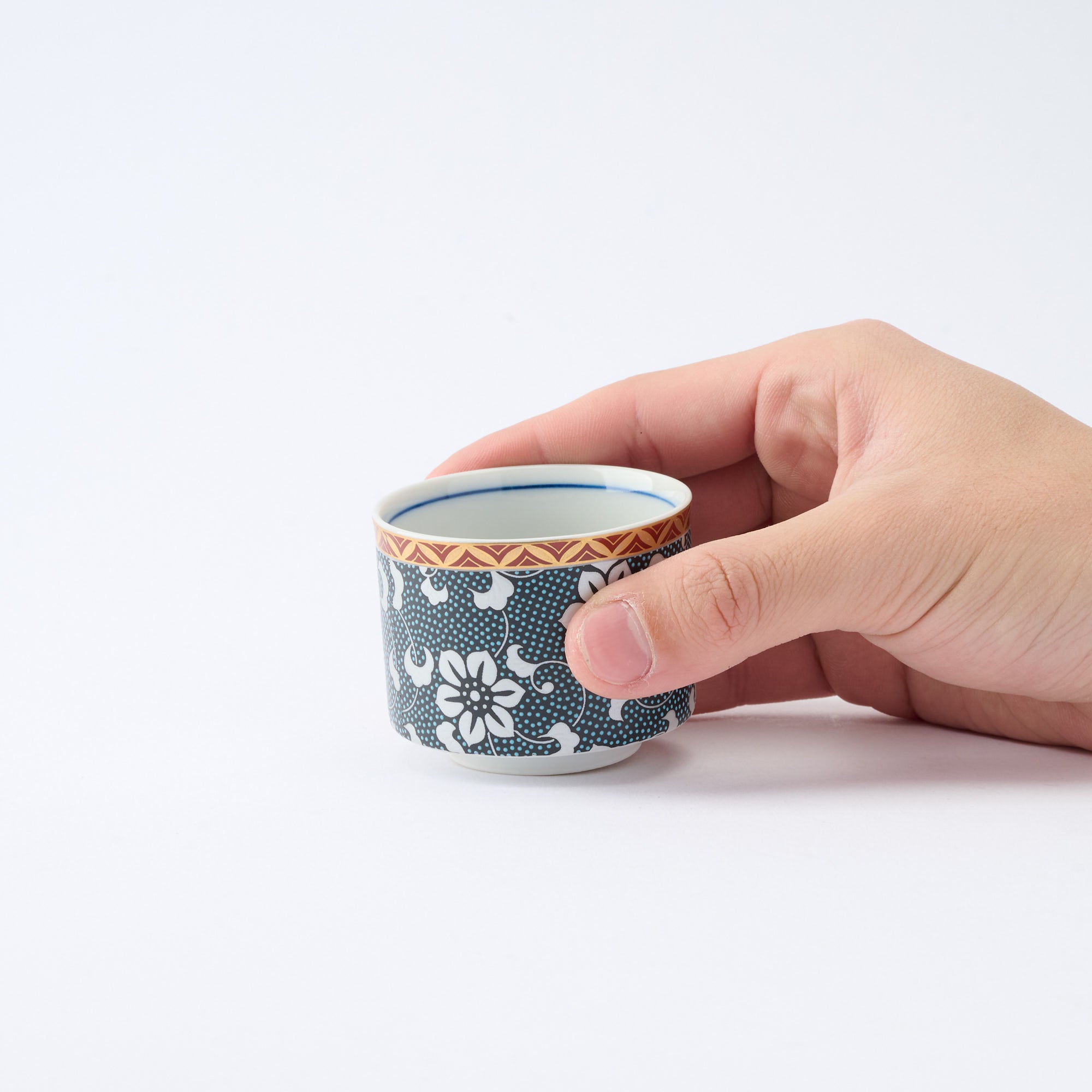 Silver Clematis Aochibu Sake Cup Pair - JAPAN KUTANI SHOP
