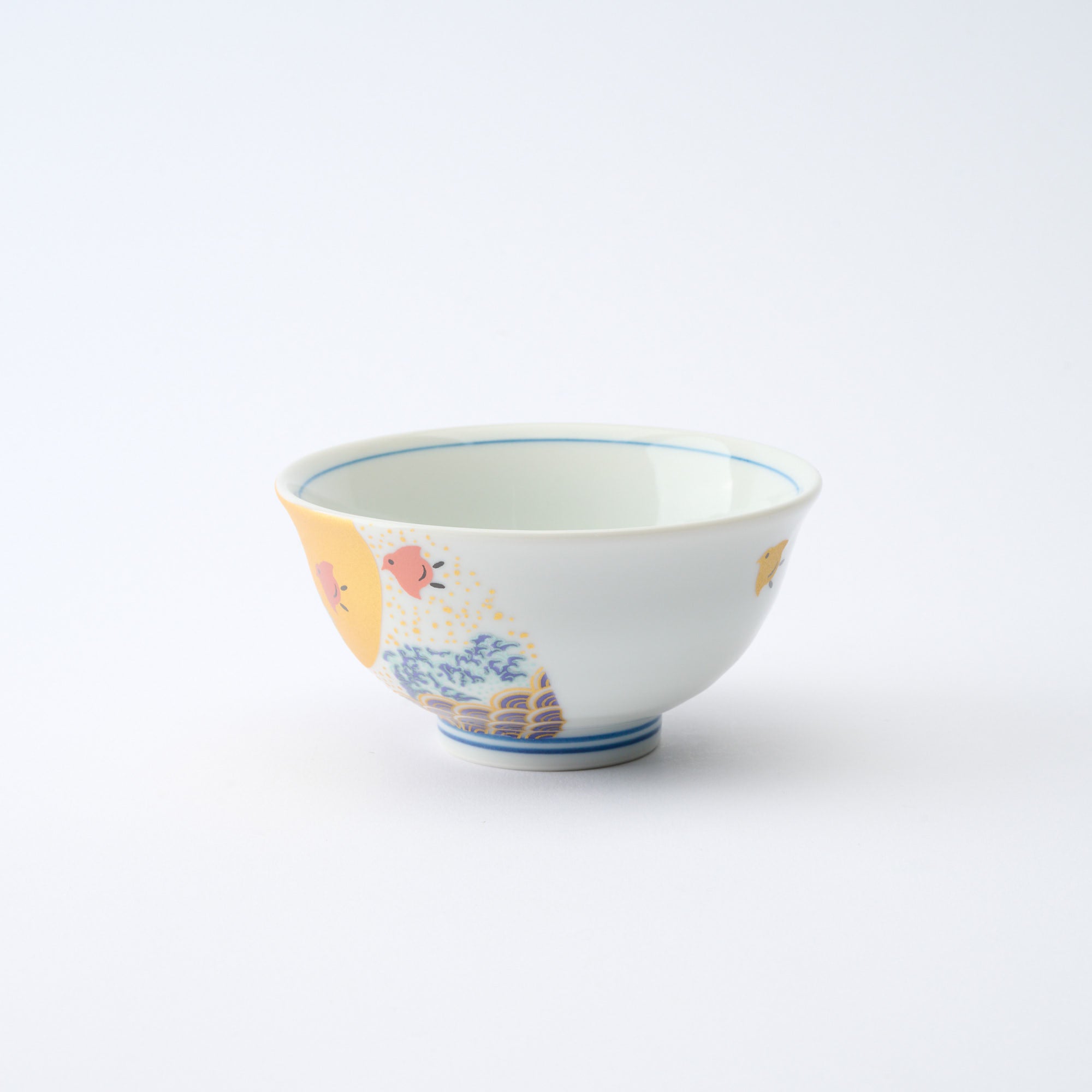 Waves and Birds Japanese Rice Bowl Pair - JAPAN KUTANI SHOP