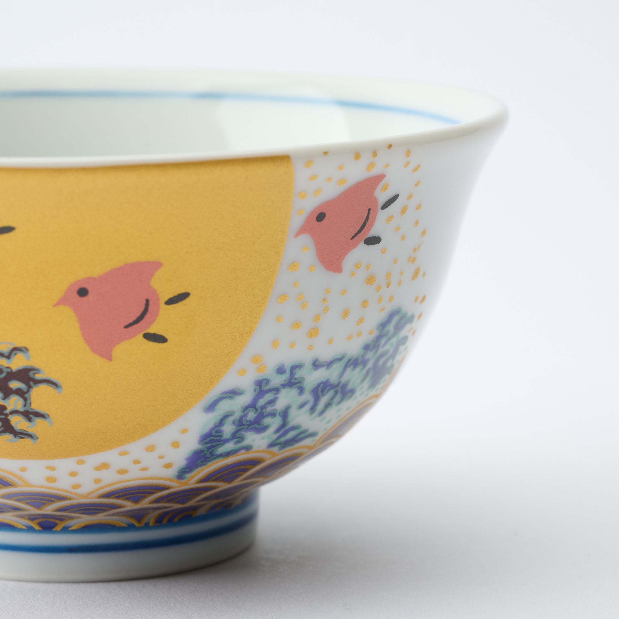 Waves and Birds Japanese Rice Bowl Pair - JAPAN KUTANI SHOP