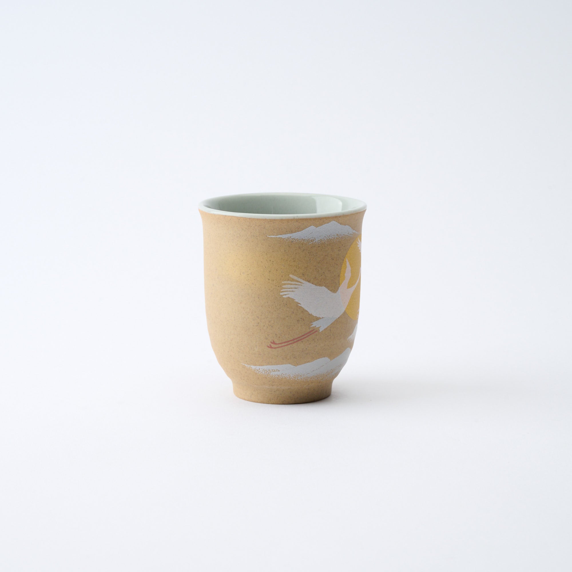 Golden and Silver Cranes Rice Bowl and Japanese Yunomi Teacup Pair Set - JAPAN KUTANI SHOP