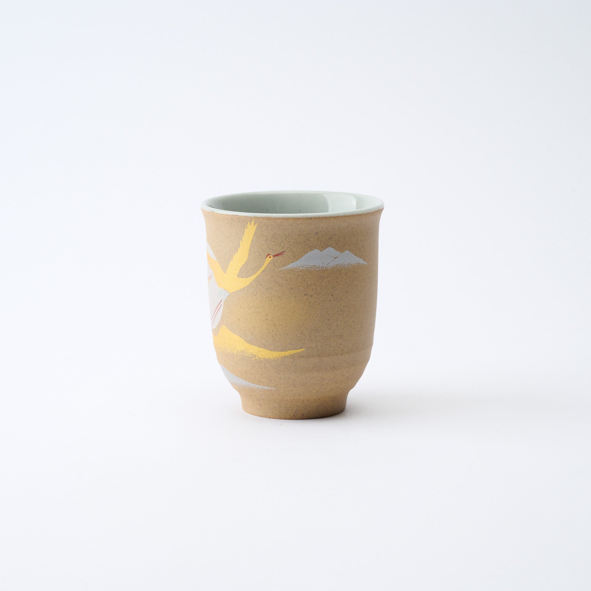 Golden and Silver Cranes Rice Bowl and Japanese Yunomi Teacup Pair Set - JAPAN KUTANI SHOP