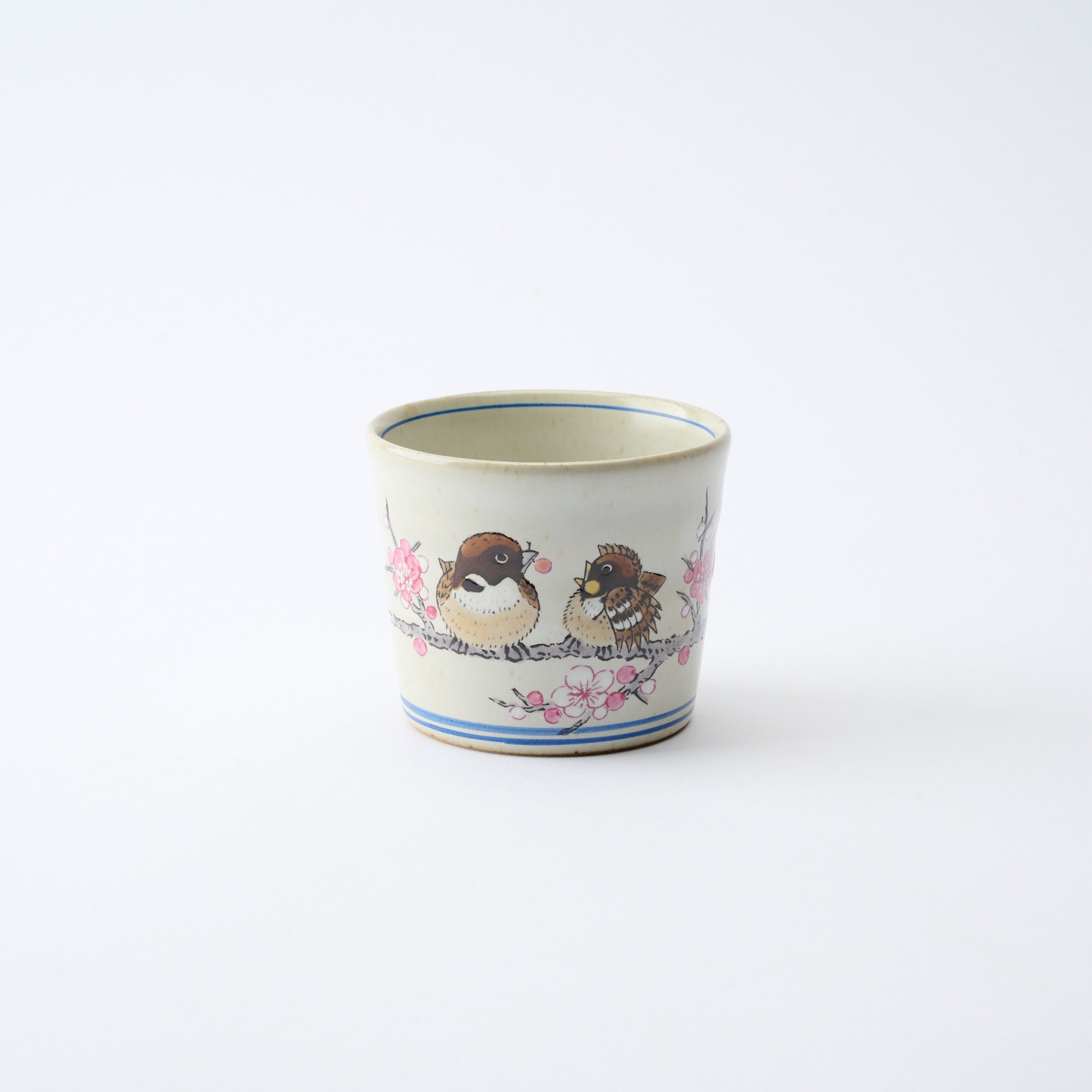 Plum Blossoms and Sparrow Soba Choko Cup - JAPAN KUTANI SHOP