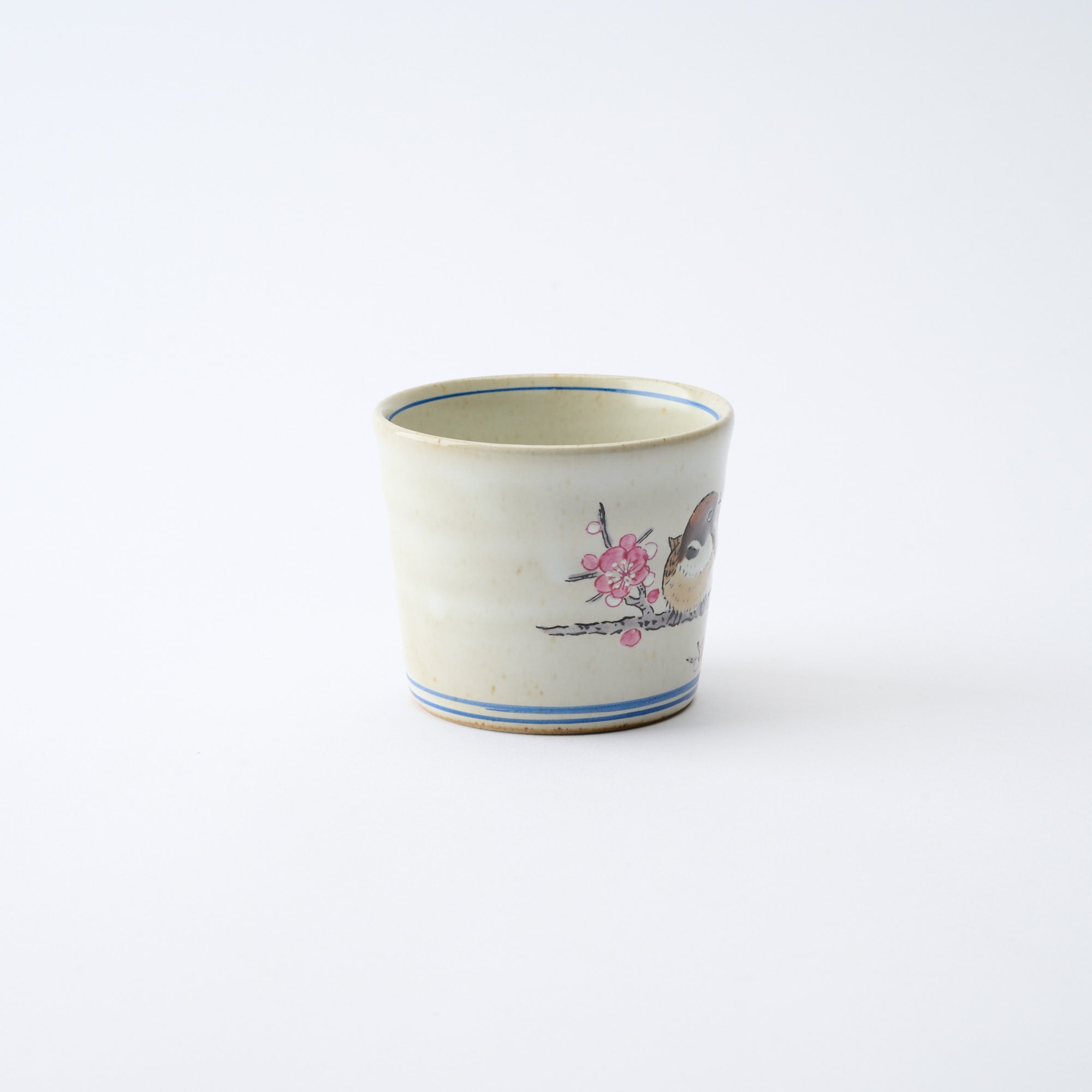 Plum Blossoms and Sparrow Soba Choko Cup - JAPAN KUTANI SHOP