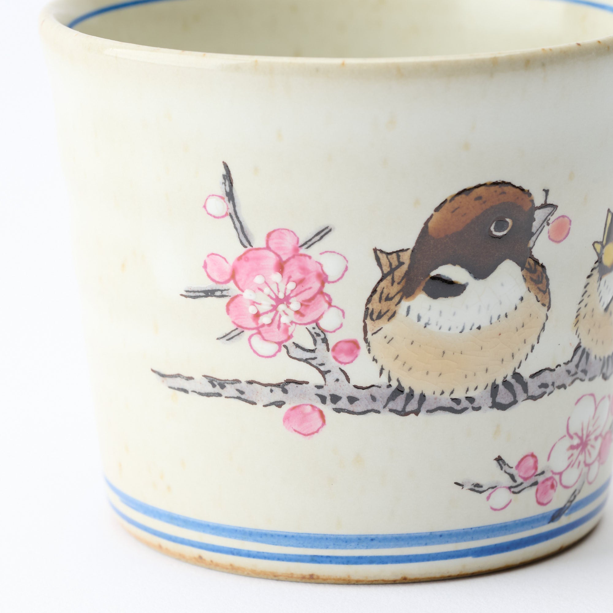 Plum Blossoms and Sparrow Soba Choko Cup - JAPAN KUTANI SHOP