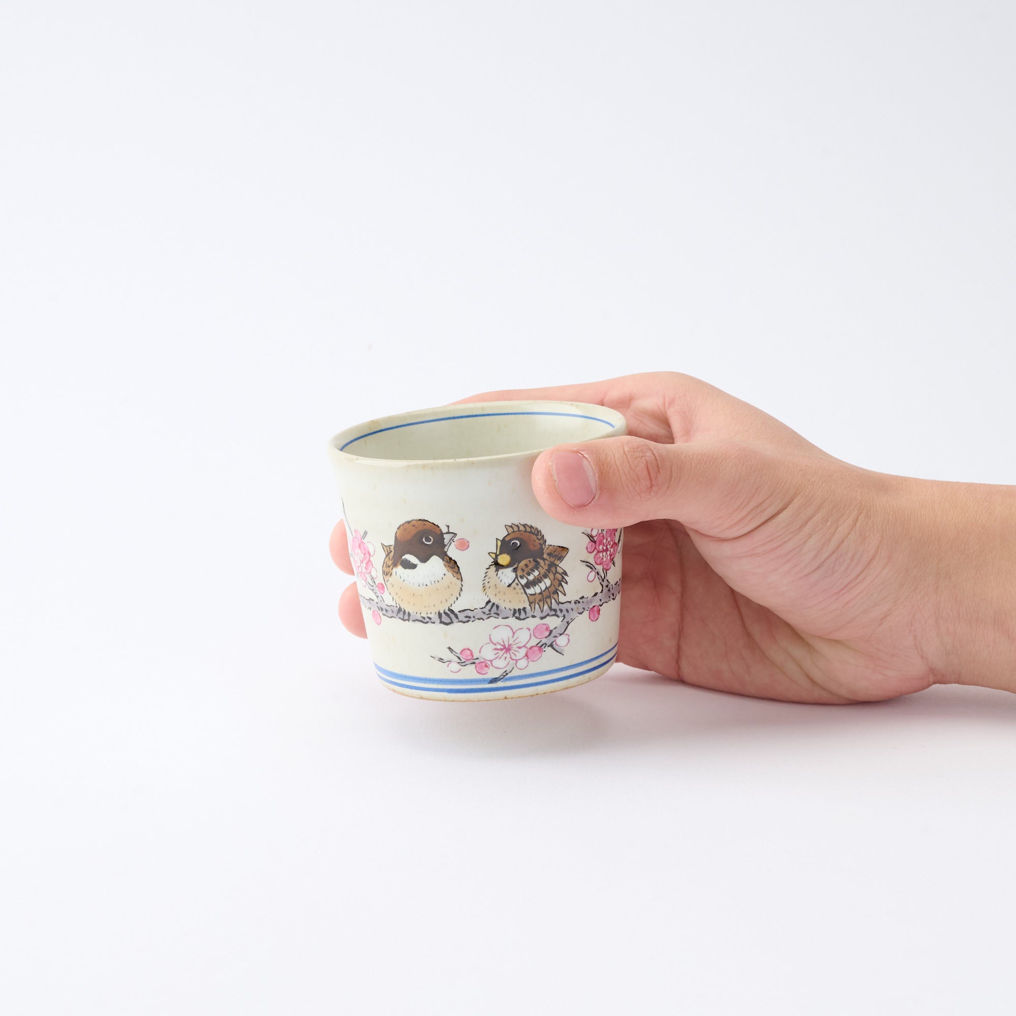 Plum Blossoms and Sparrow Soba Choko Cup - JAPAN KUTANI SHOP