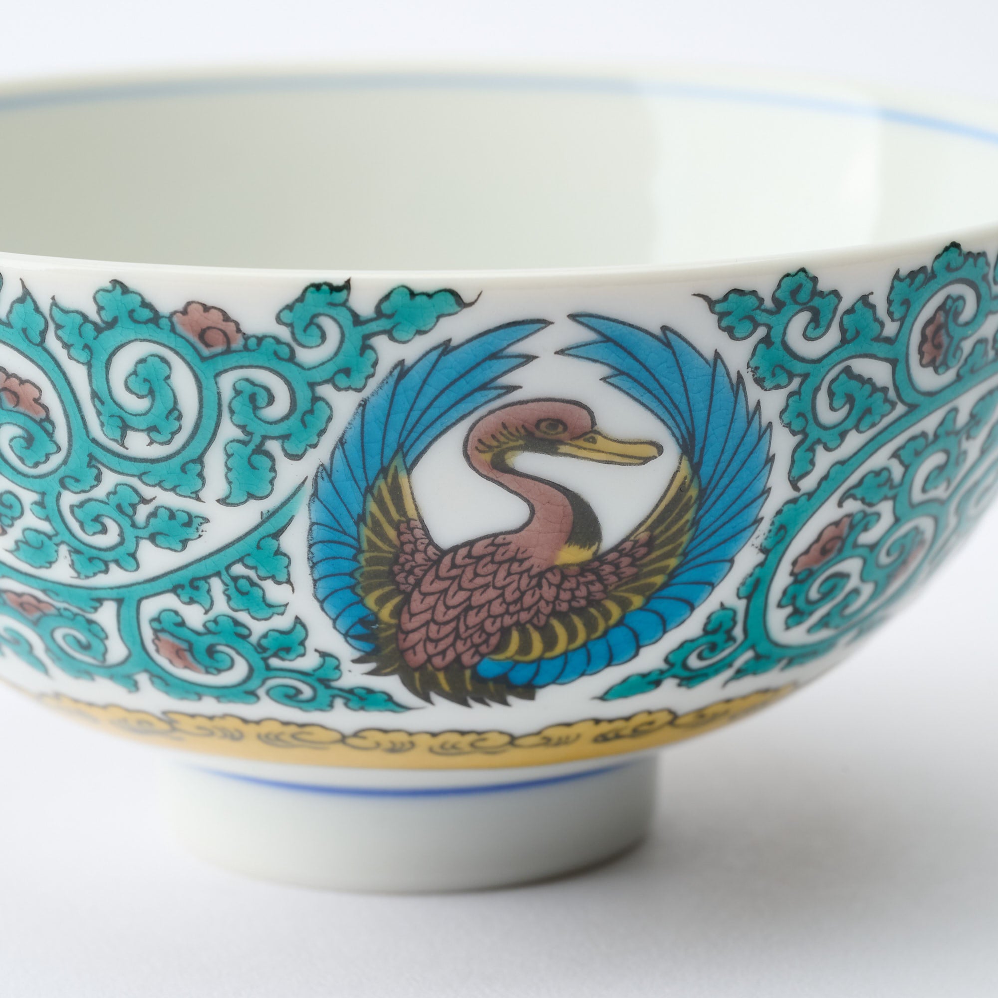 Arabesque and Crane Japanese Rice Bowl - JAPAN KUTANI SHOP