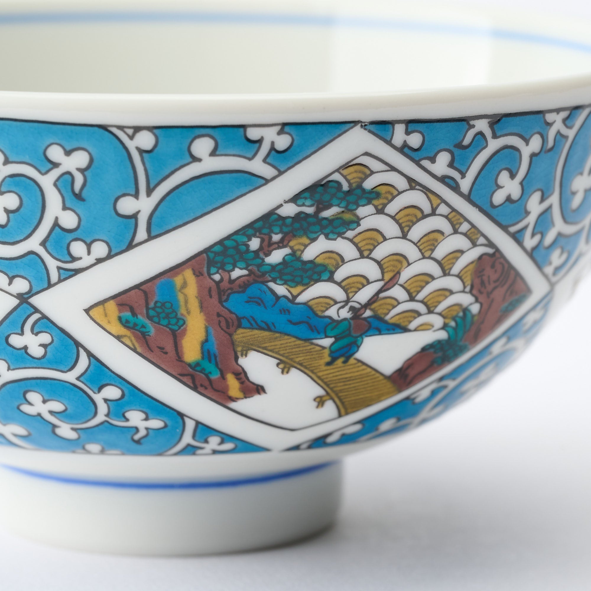 Arabesque and Sansui Japanese Rice Bowl - JAPAN KUTANI SHOP