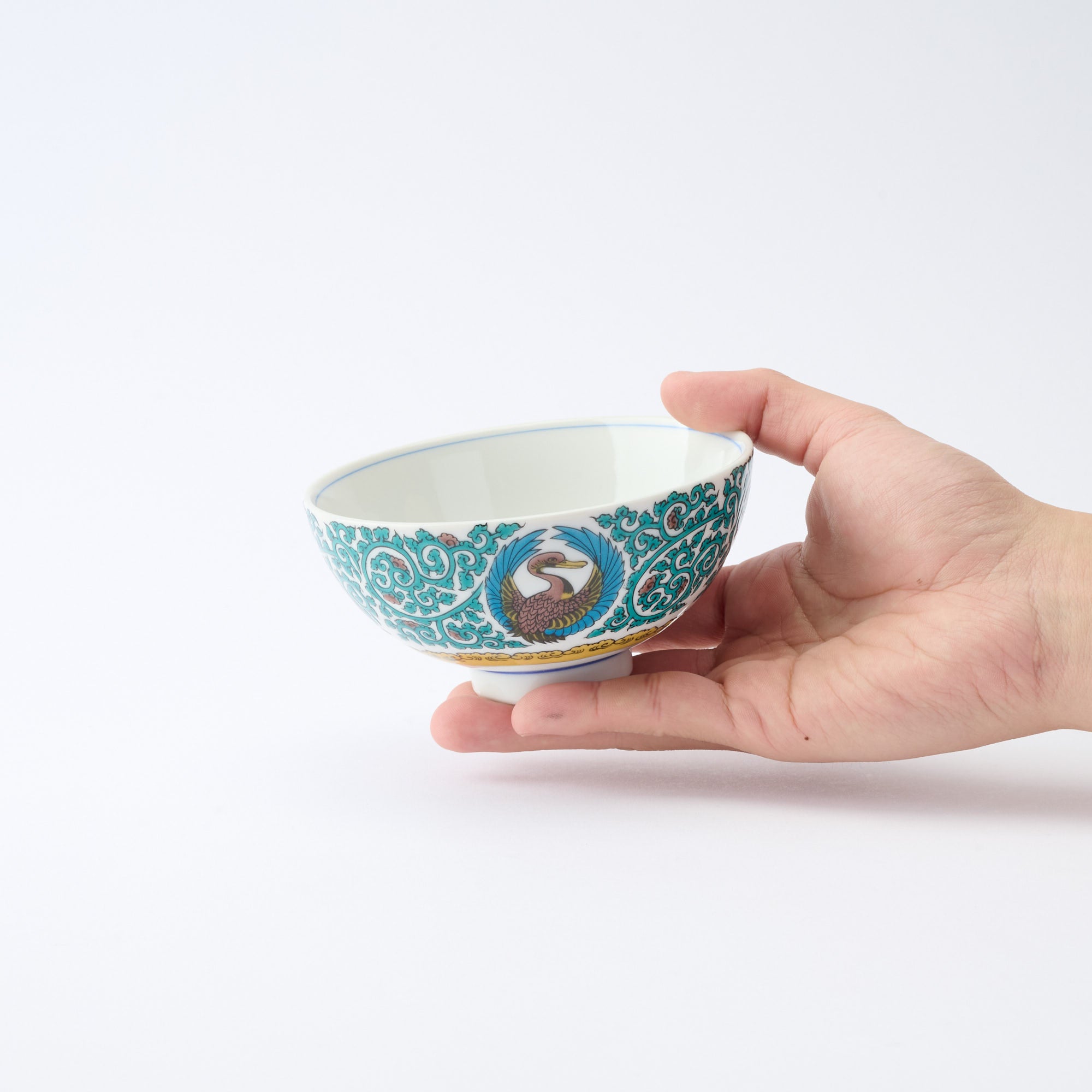 Arabesque and Crane Japanese Rice Bowl - JAPAN KUTANI SHOP