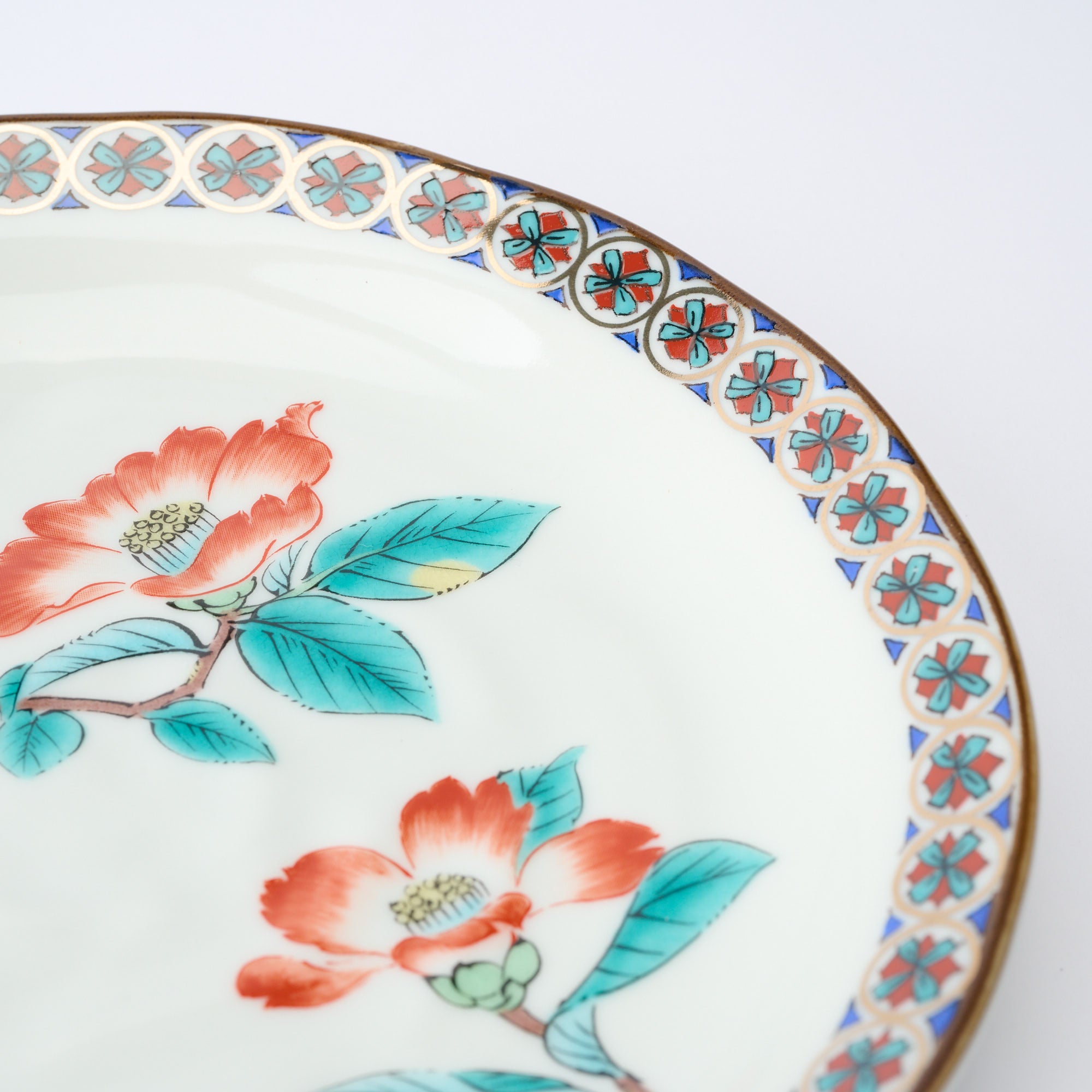 Five Flowers Patterned Rim Side Plate Set - JAPAN KUTANI SHOP