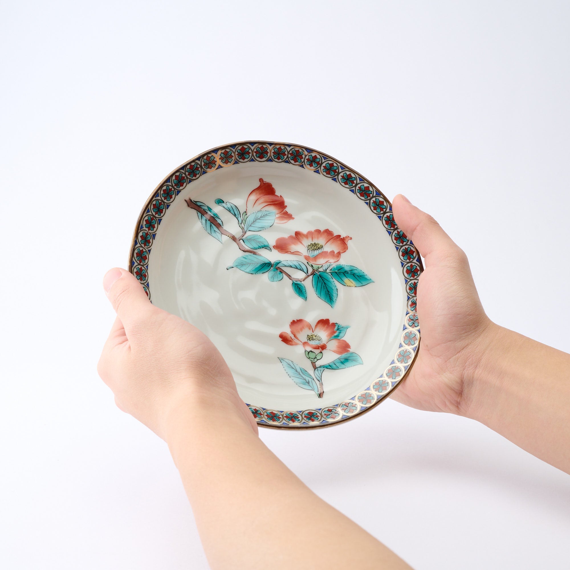 Five Flowers Patterned Rim Side Plate Set - JAPAN KUTANI SHOP