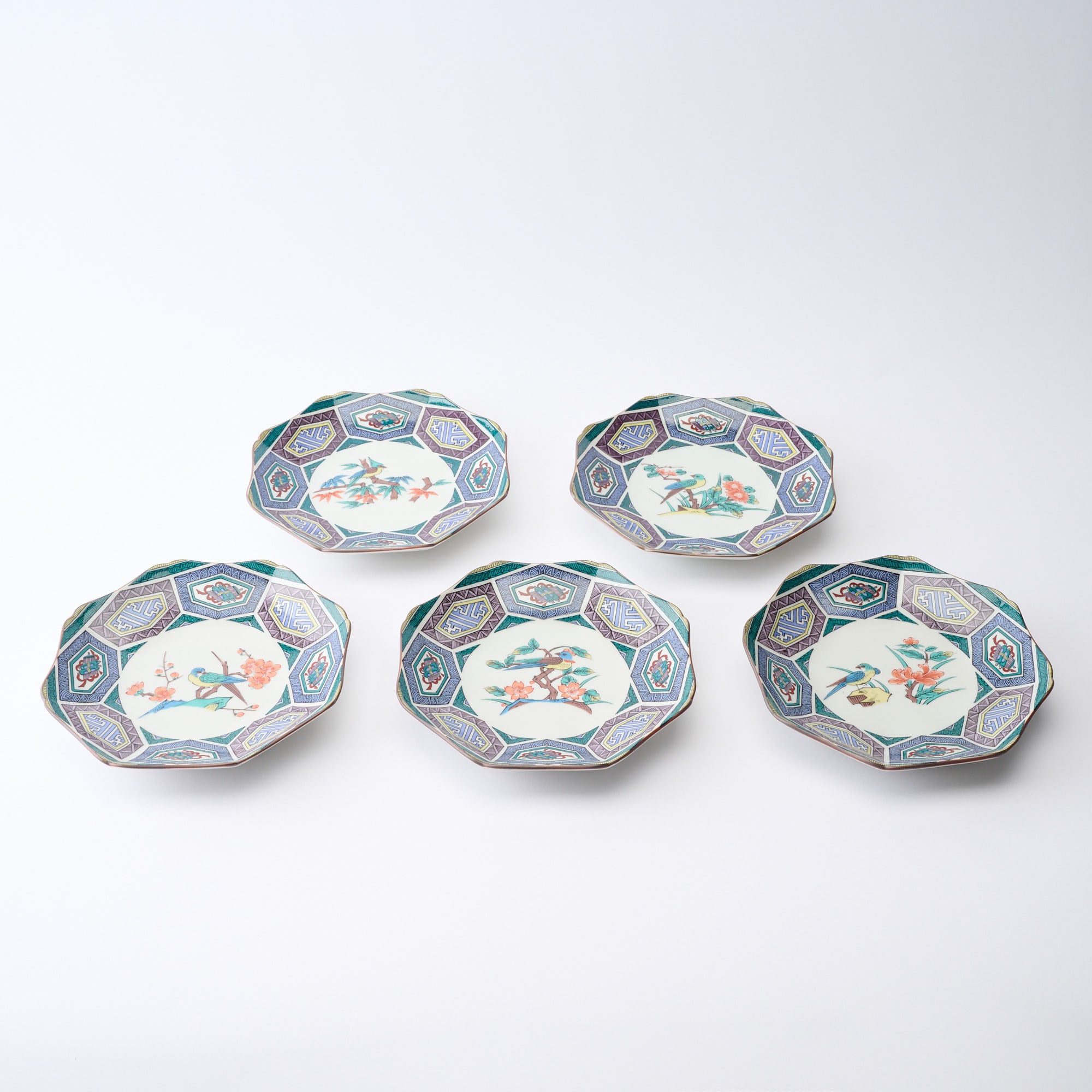 Auspicious Birds and Flowers Side Plate Set - JAPAN KUTANI SHOP