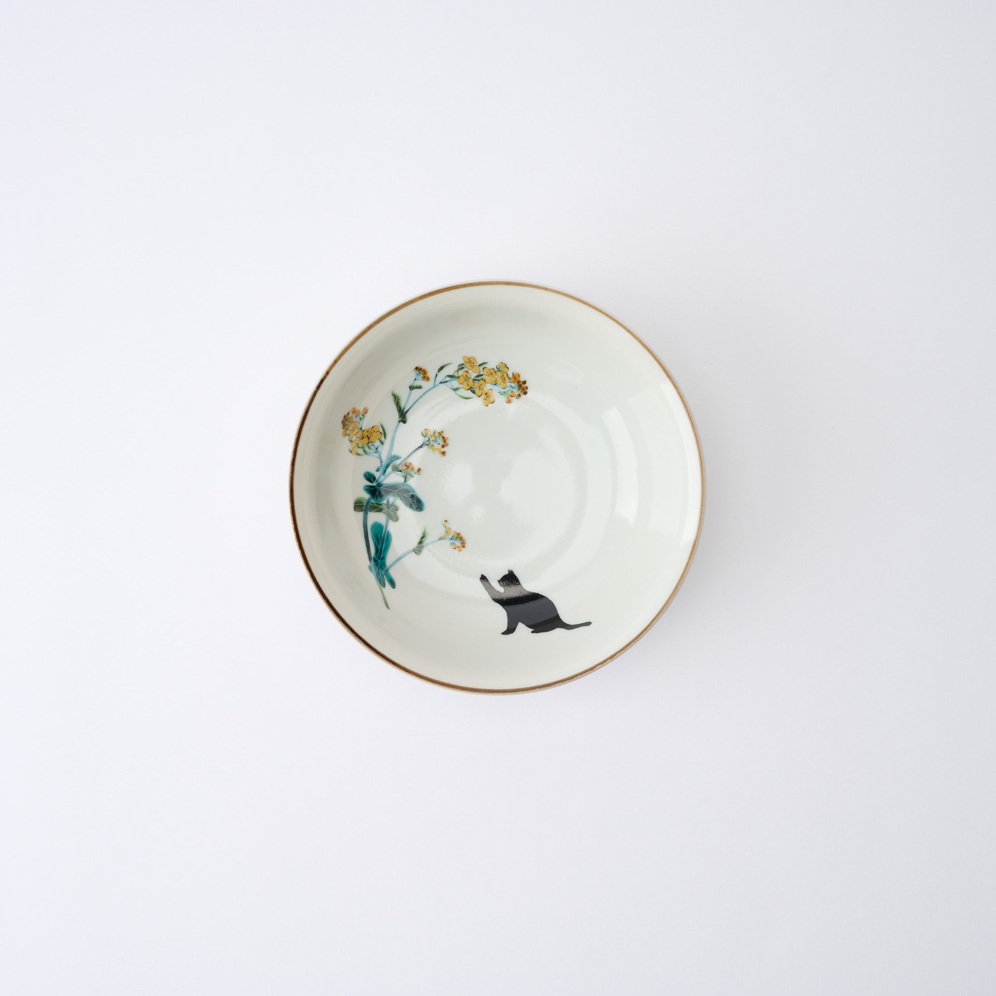Seasonal Blossoms with Cat Medium Bowl Set - JAPAN KUTANI SHOP