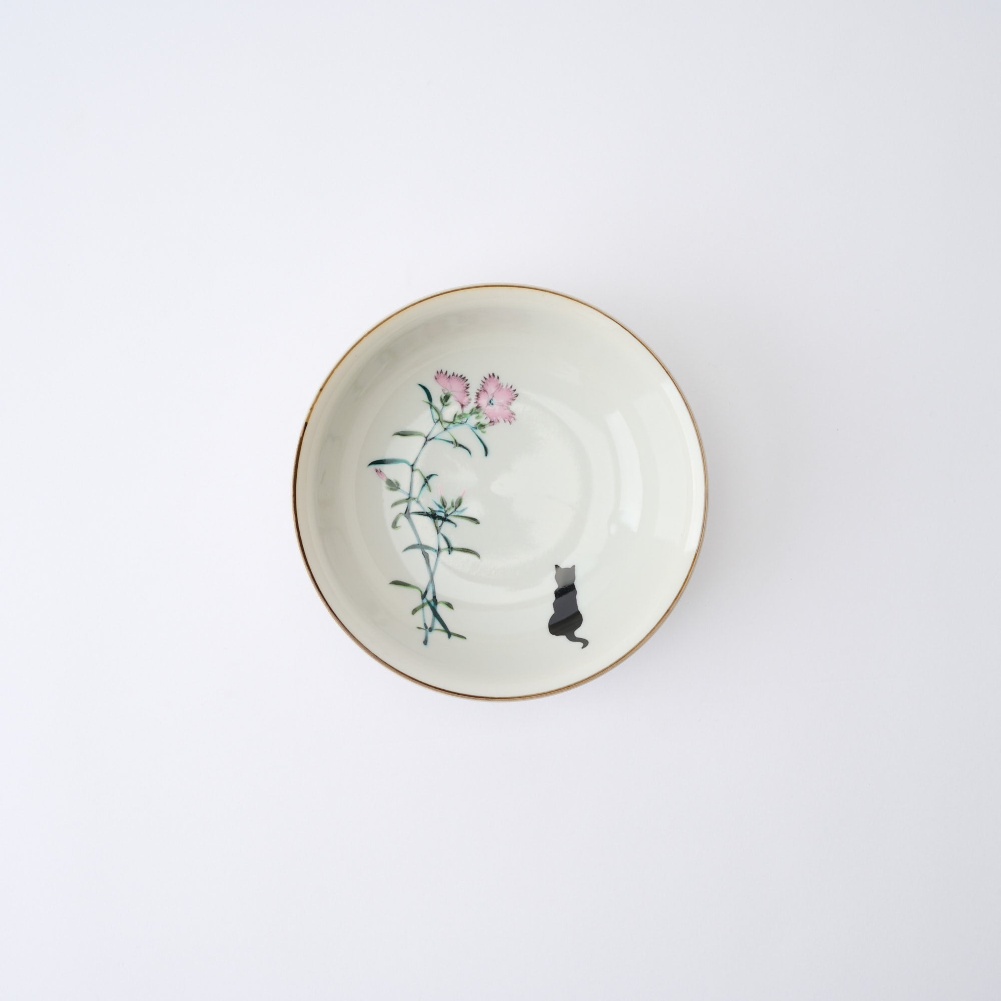 Seasonal Blossoms with Cat Medium Bowl Set - JAPAN KUTANI SHOP