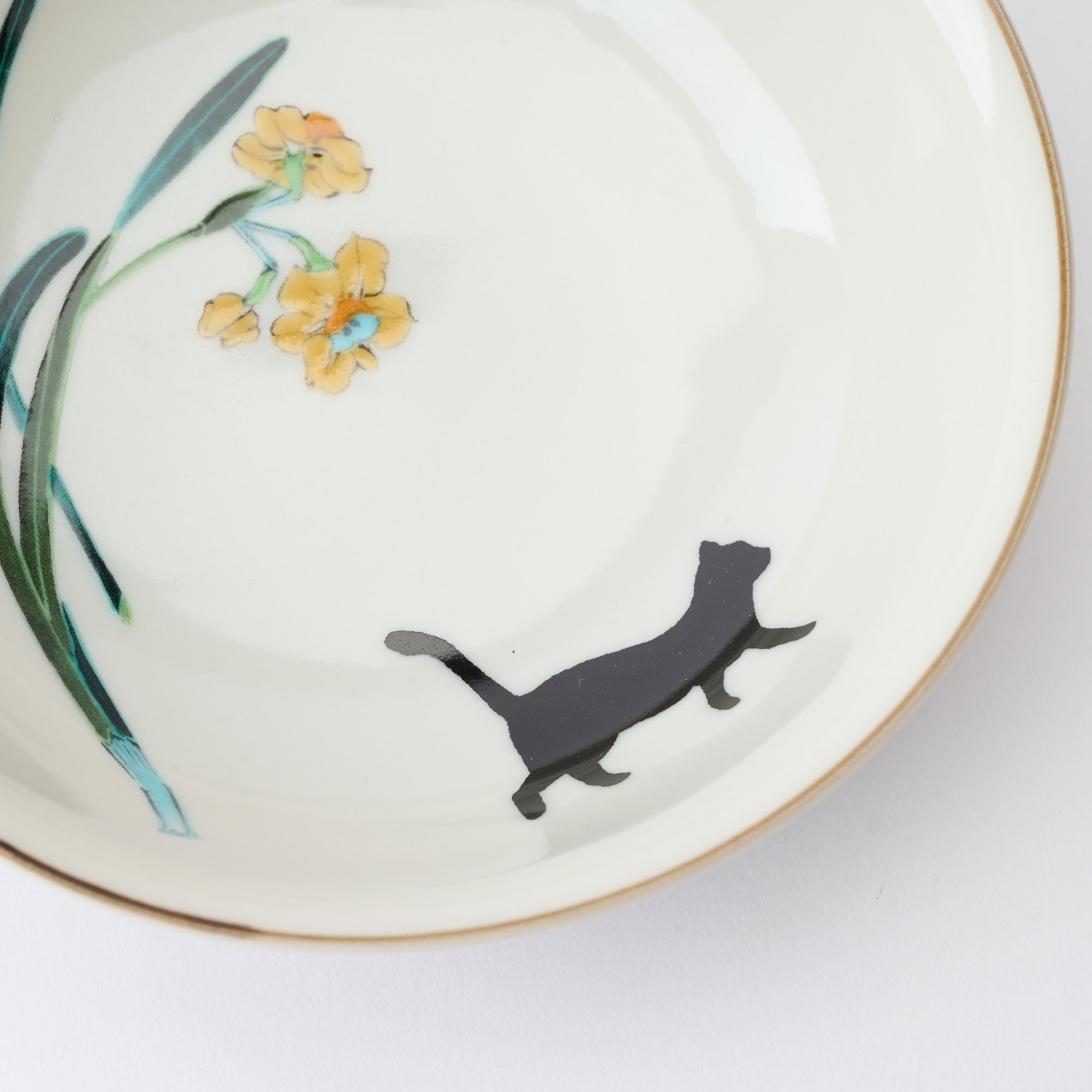 Seasonal Blossoms with Cat Medium Bowl Set - JAPAN KUTANI SHOP
