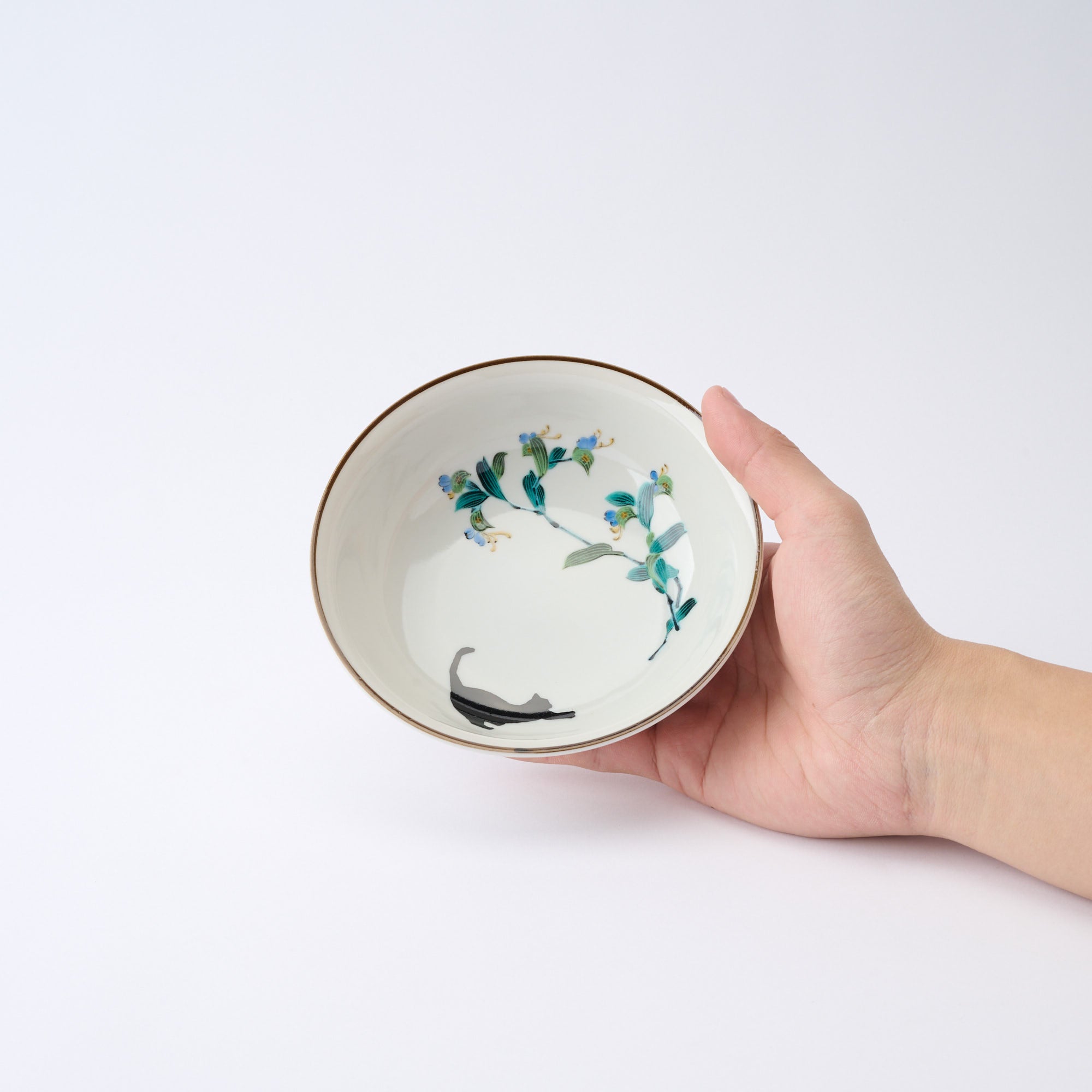 Seasonal Blossoms with Cat Medium Bowl Set - JAPAN KUTANI SHOP