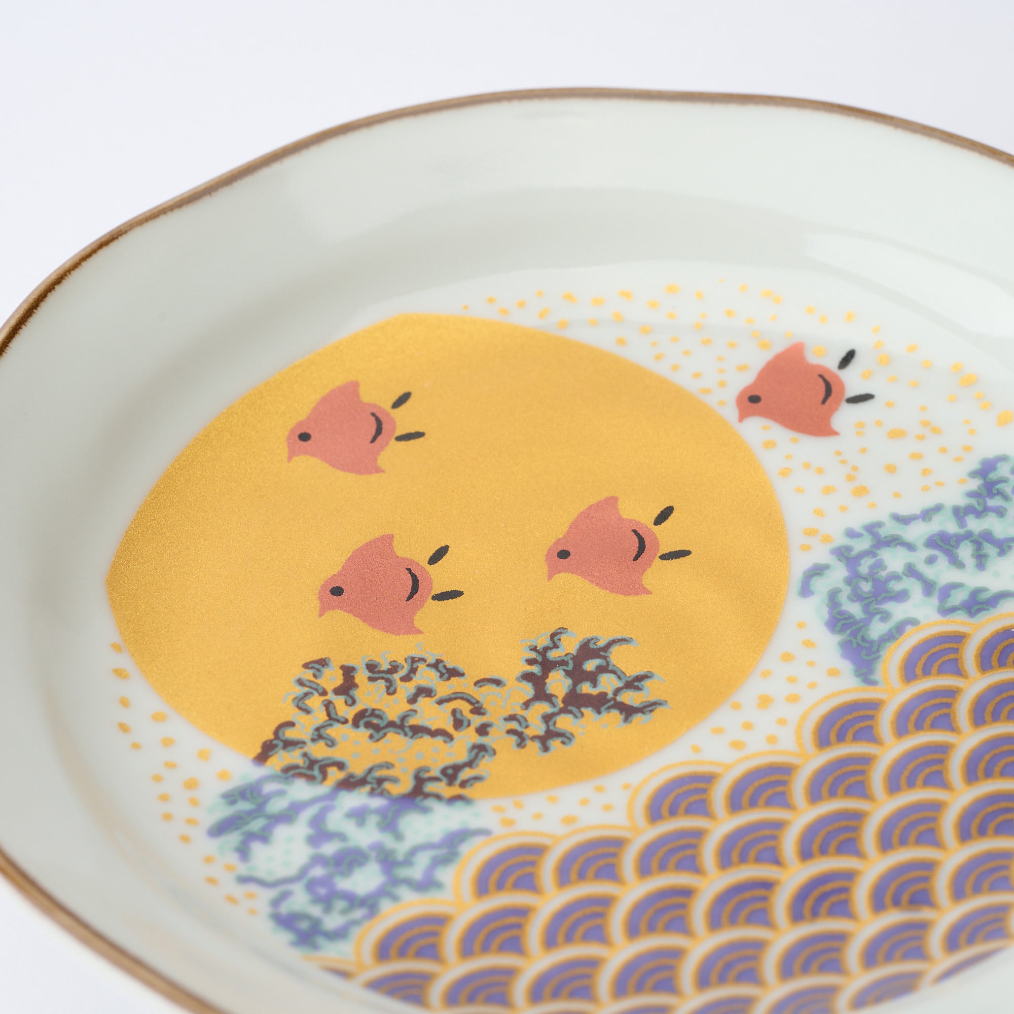 Waves and Birds Side Plate Set - JAPAN KUTANI SHOP
