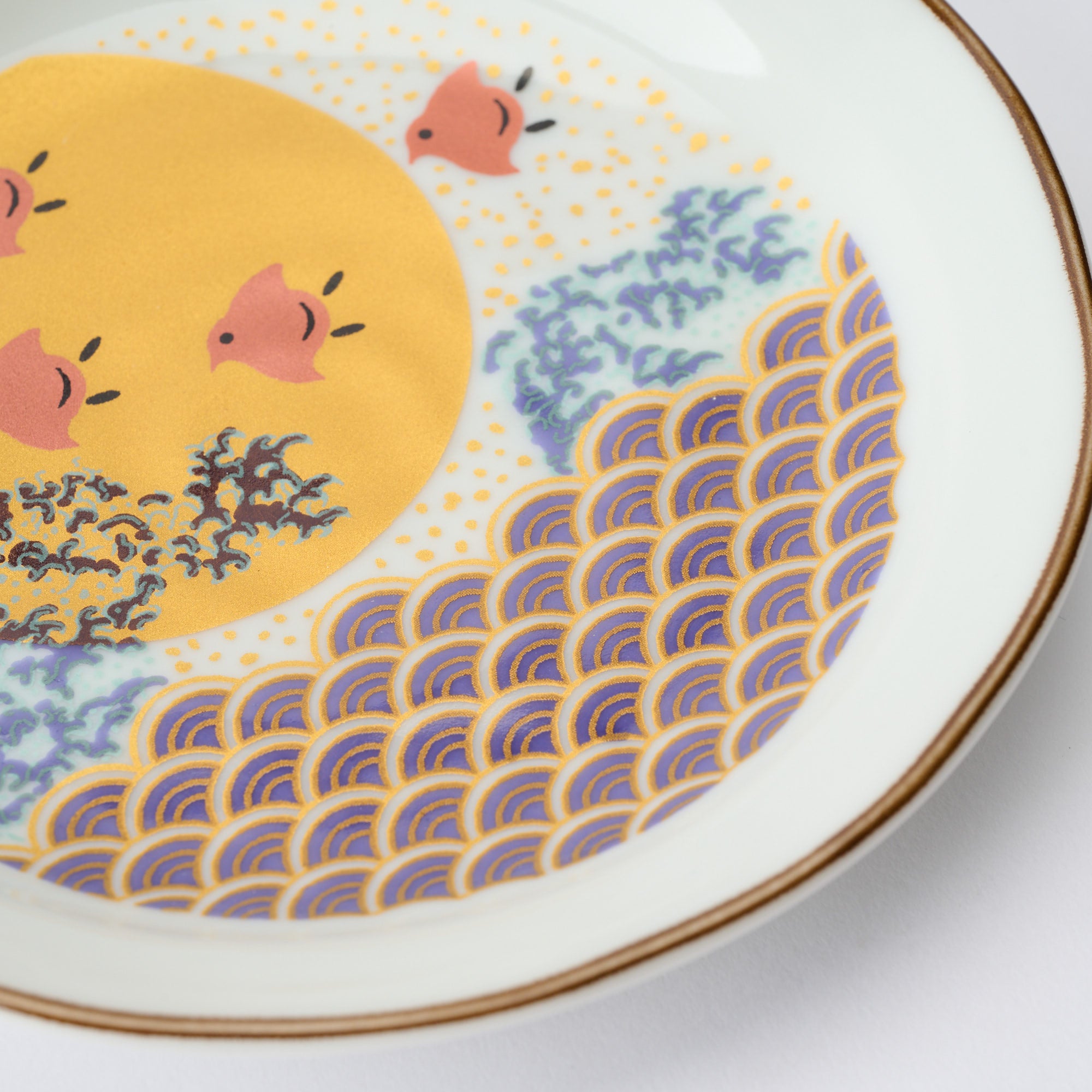 Waves and Birds Side Plate Set - JAPAN KUTANI SHOP