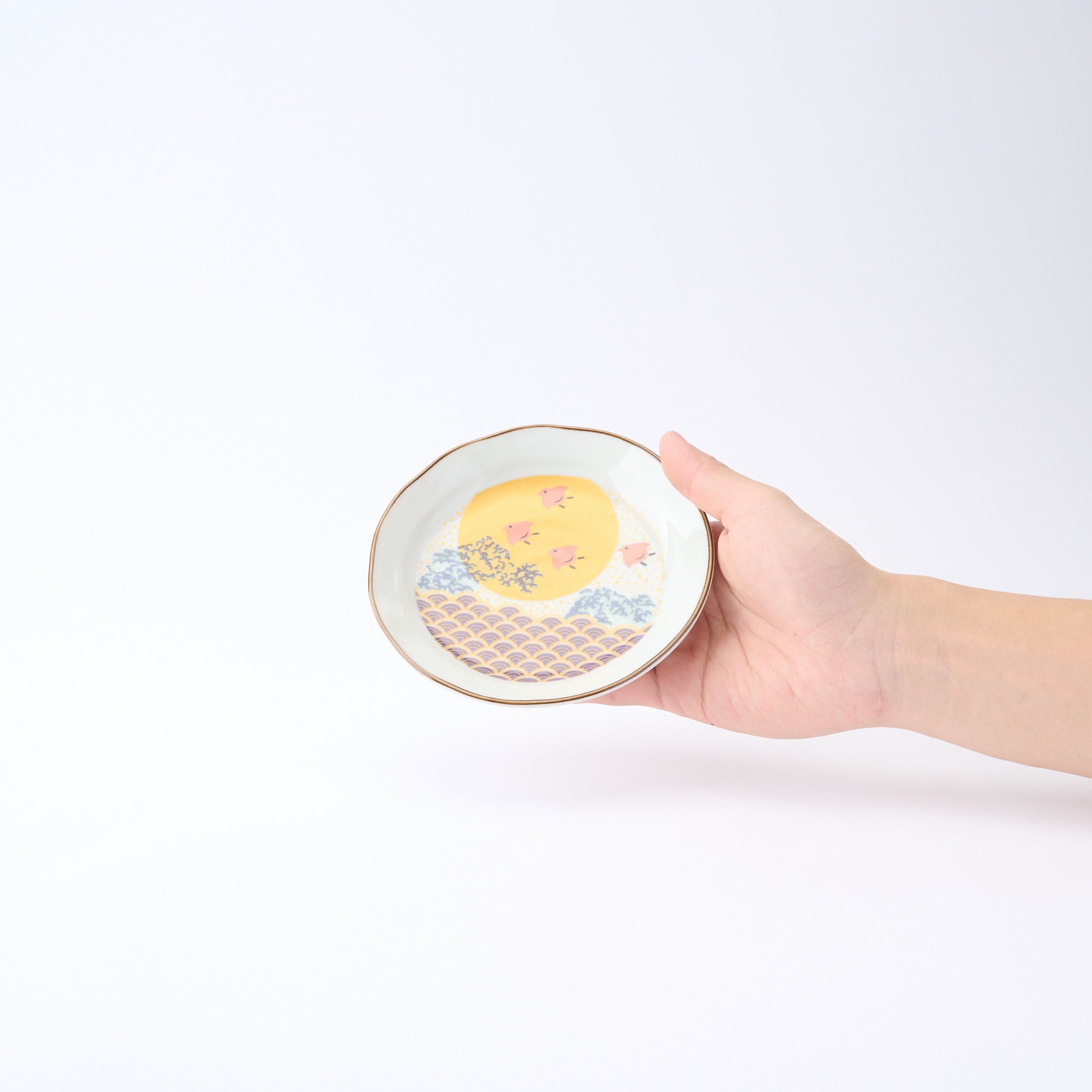 Waves and Birds Side Plate Set - JAPAN KUTANI SHOP