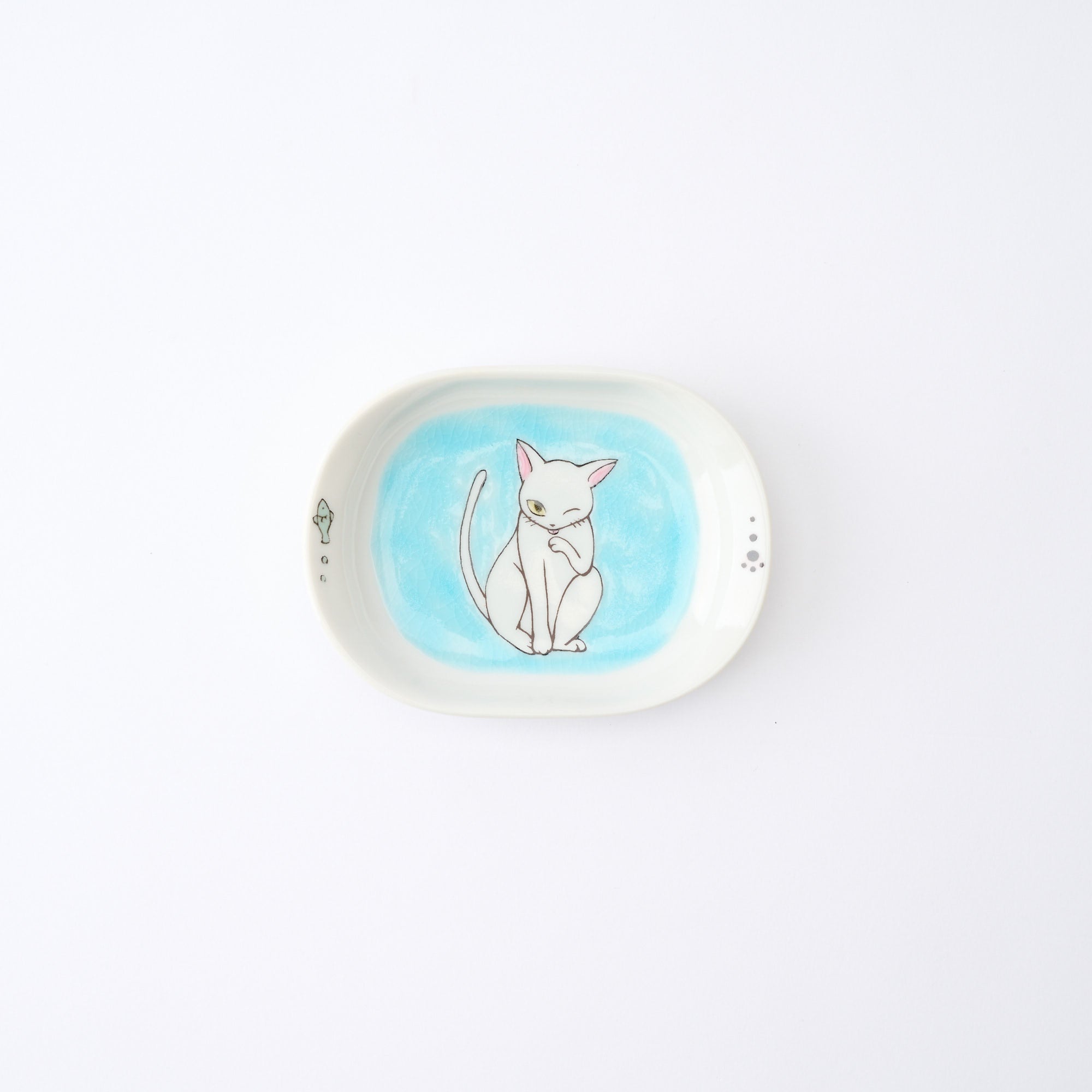 White Cat Pastel Side Plate Set - JAPAN KUTANI SHOP