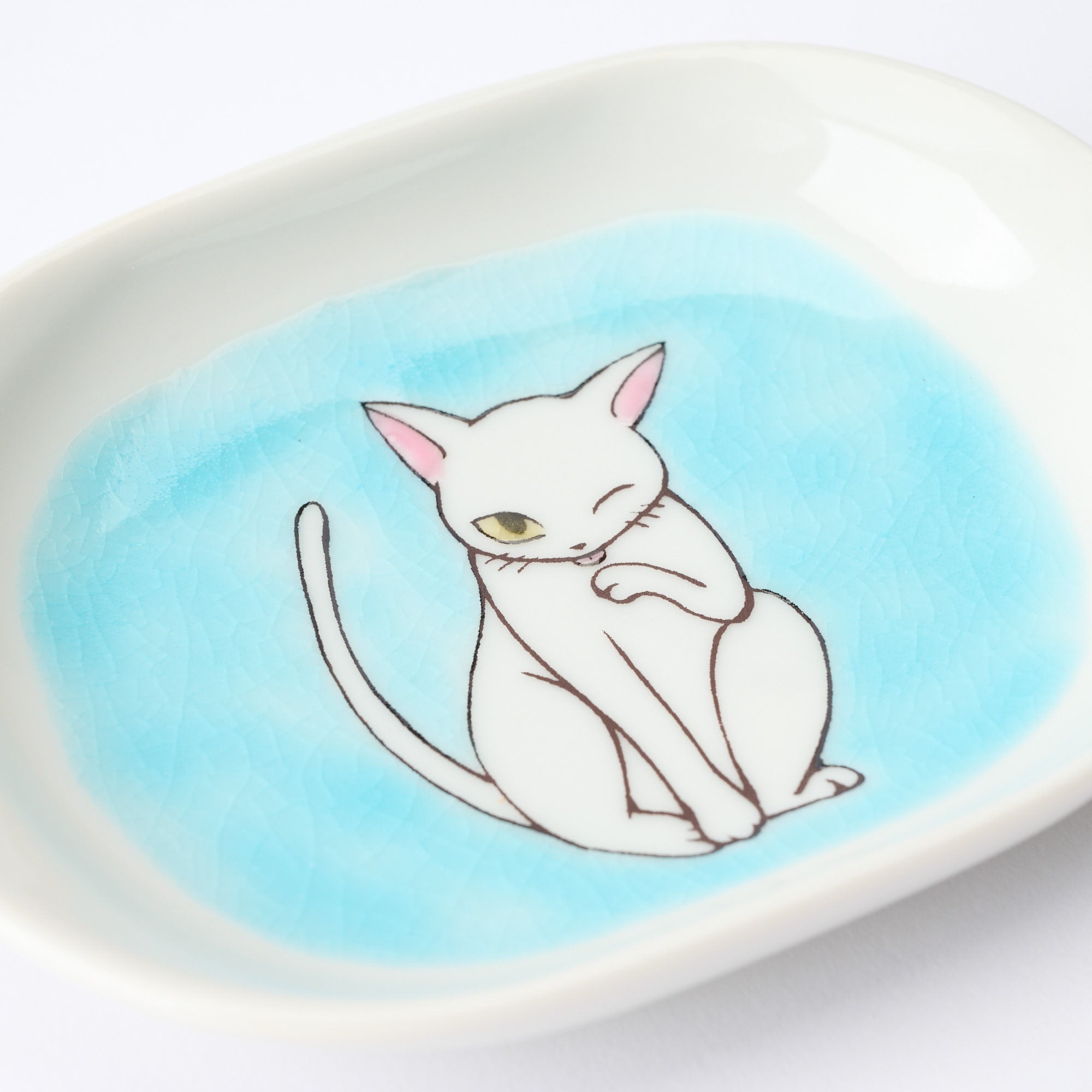 White Cat Pastel Side Plate Set - JAPAN KUTANI SHOP