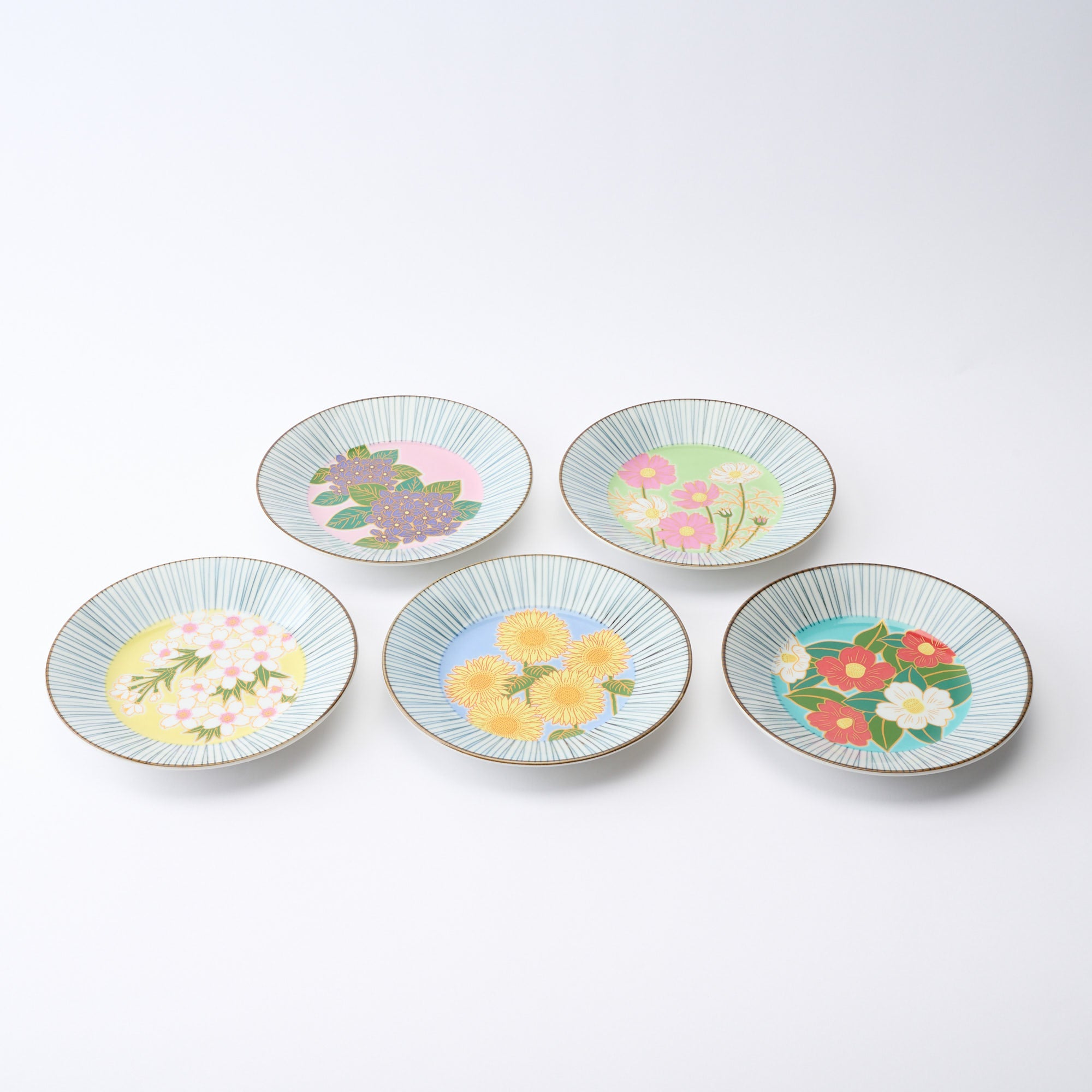 Joyful Flowers Side Plate Set - JAPAN KUTANI SHOP