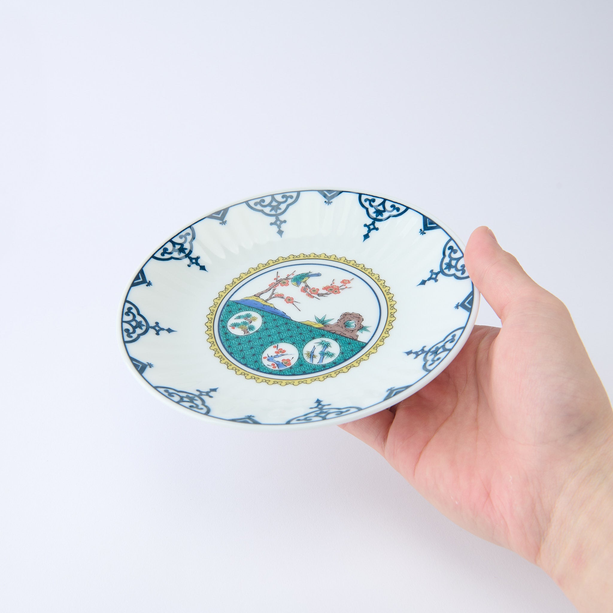 Ko-Kutani Flower and Bird Side Plate Set - JAPAN KUTANI SHOP