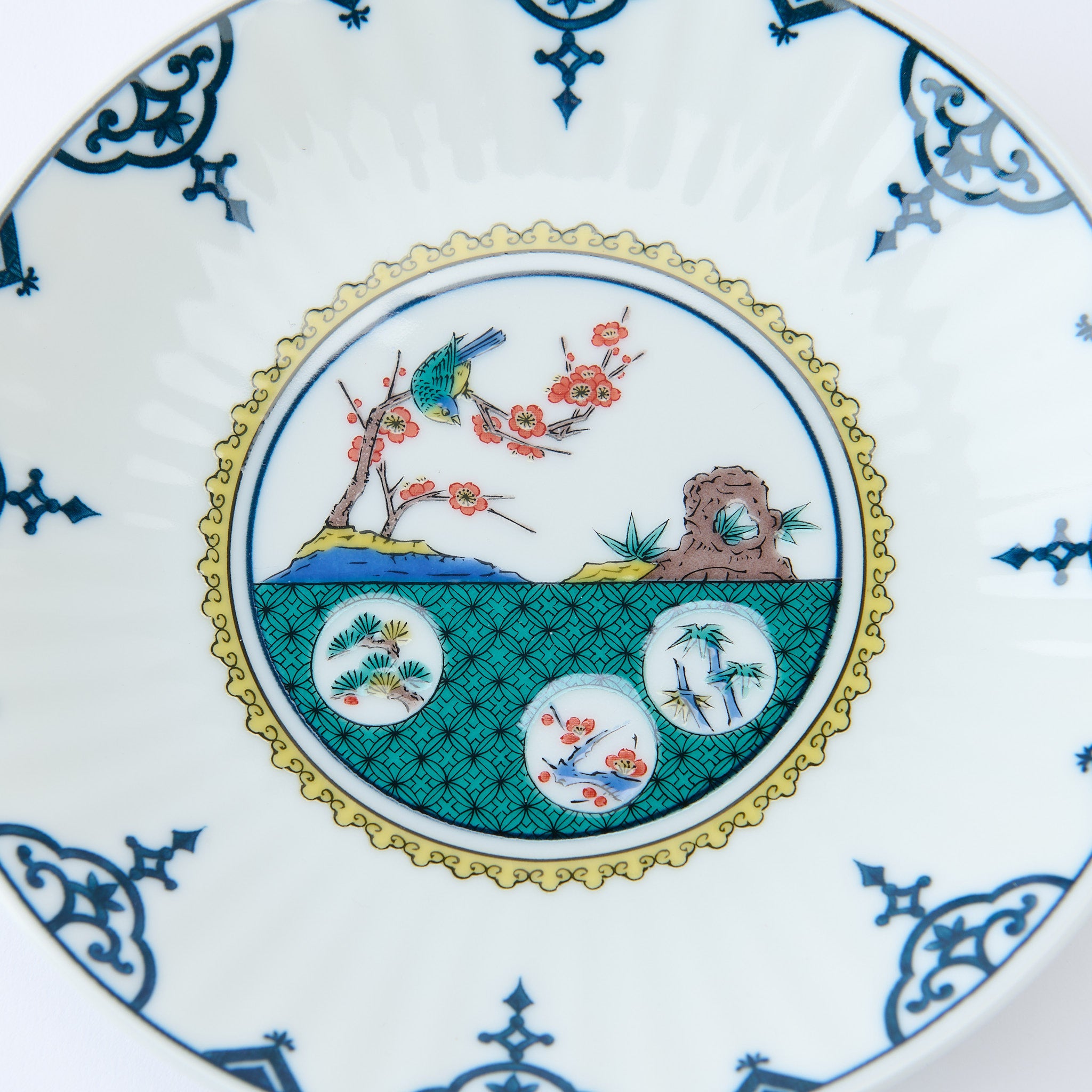 Ko-Kutani Flower and Bird Side Plate Set - JAPAN KUTANI SHOP