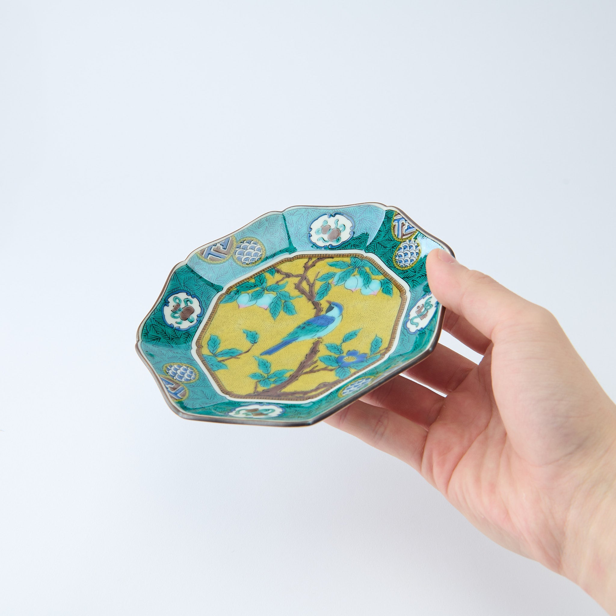Yoshidaya Peach Blossom and Bird Side Plate Set - JAPAN KUTANI SHOP