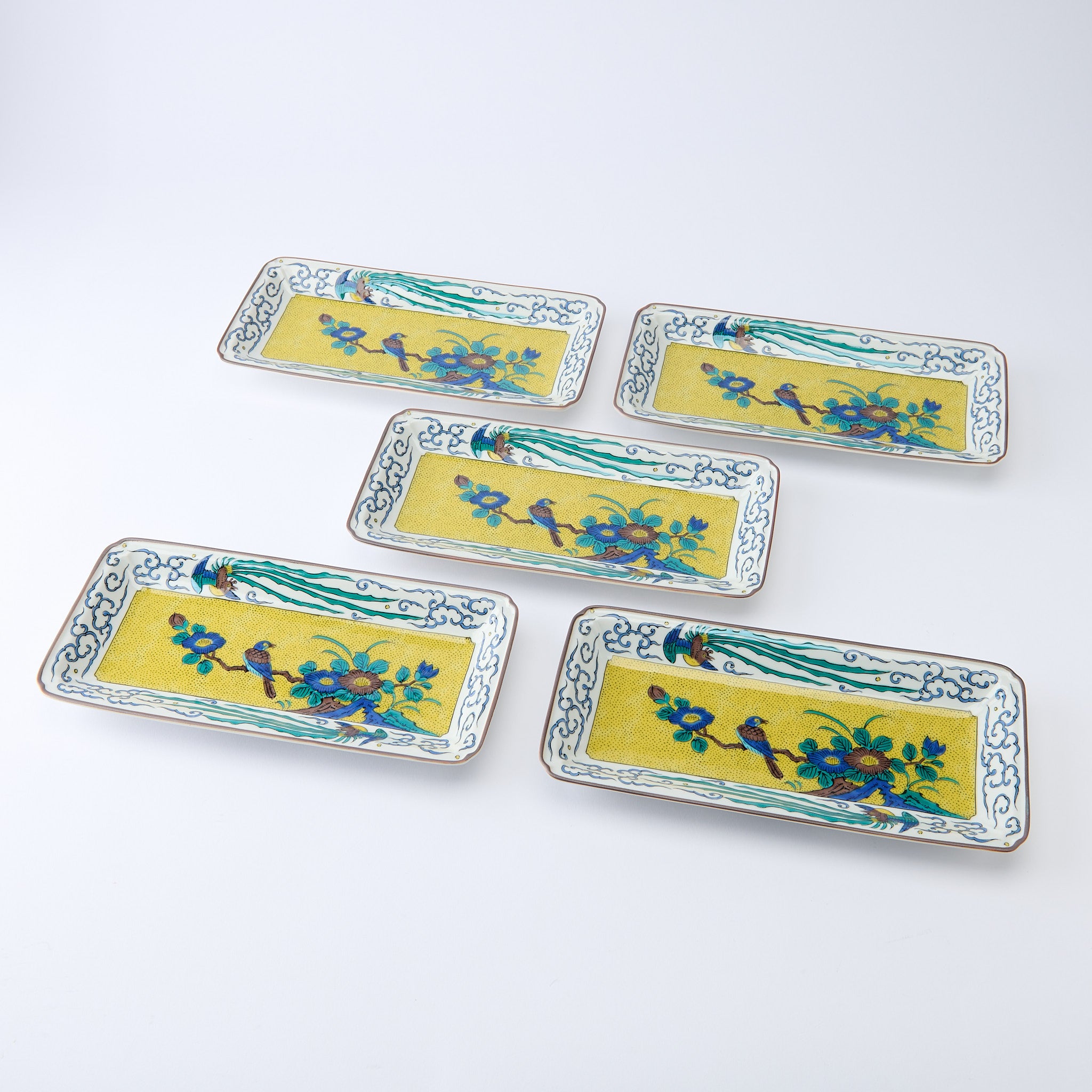 Yoshidaya Phoenix Design Rectangular Dinner Plate Set - JAPAN KUTANI SHOP