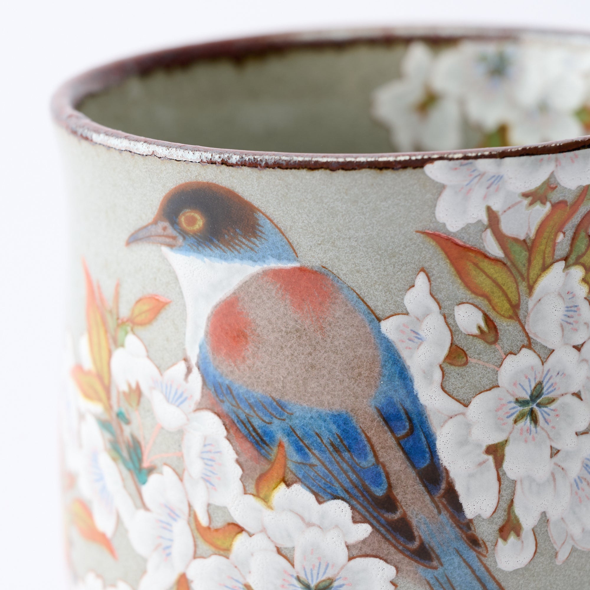組湯呑 金箔山桜に鳥 - JAPAN KUTANI SHOP
