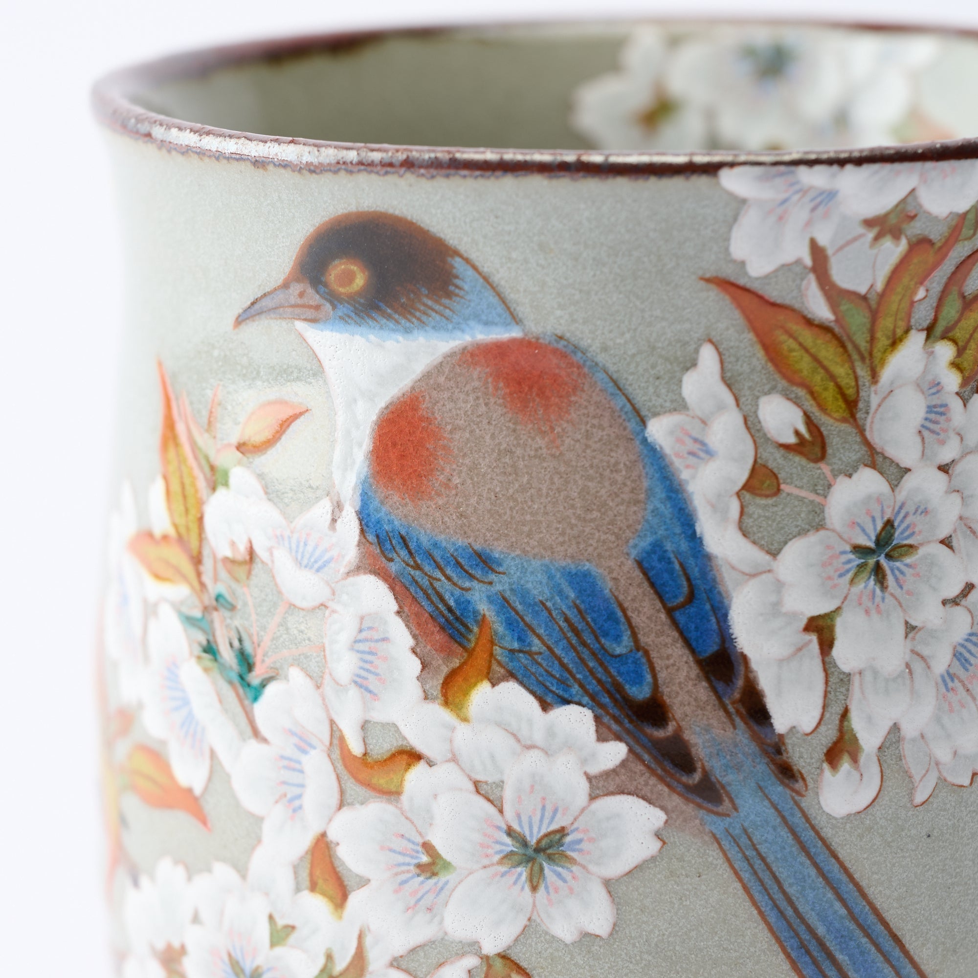 組湯呑 金箔山桜に鳥 - JAPAN KUTANI SHOP