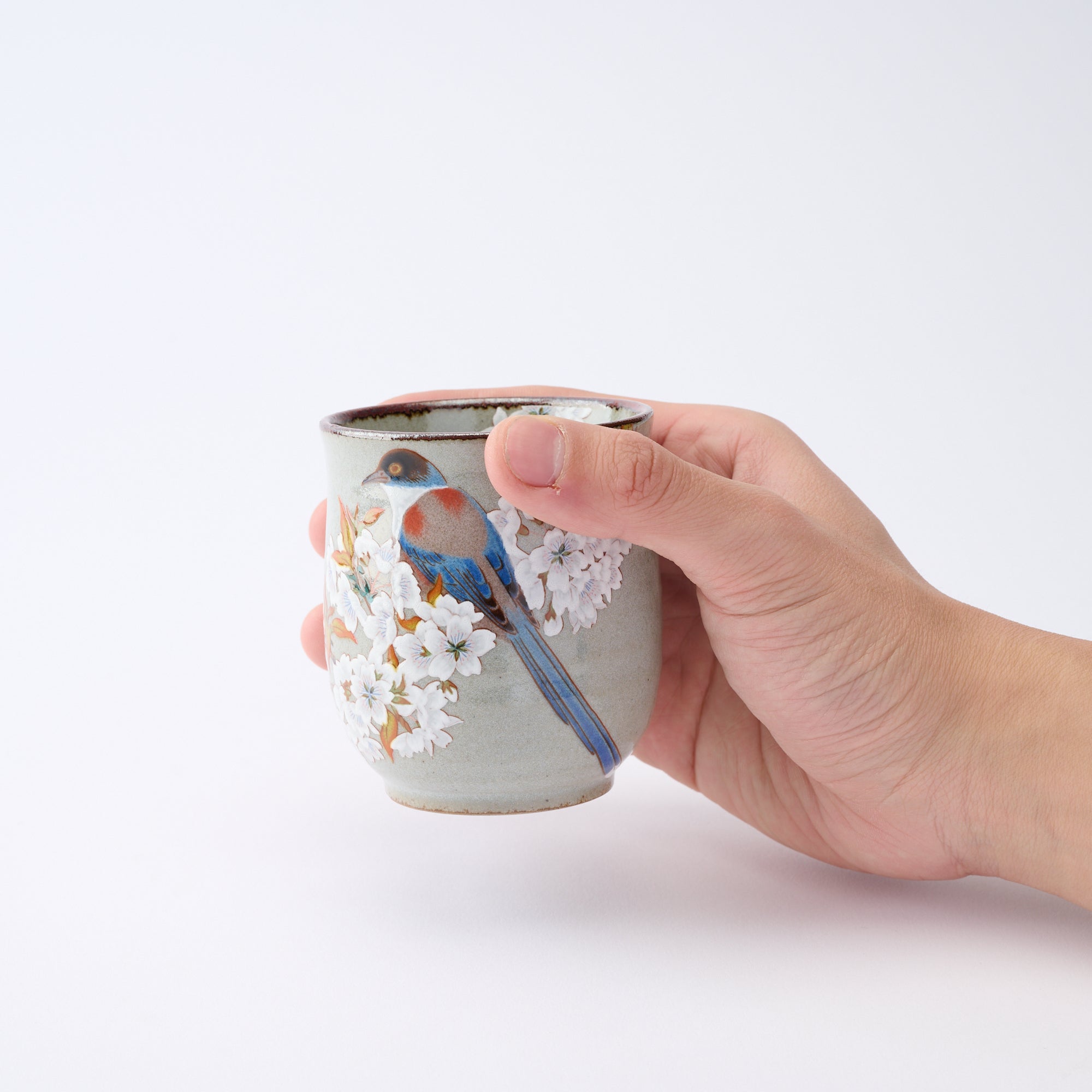 組湯呑 金箔山桜に鳥 - JAPAN KUTANI SHOP