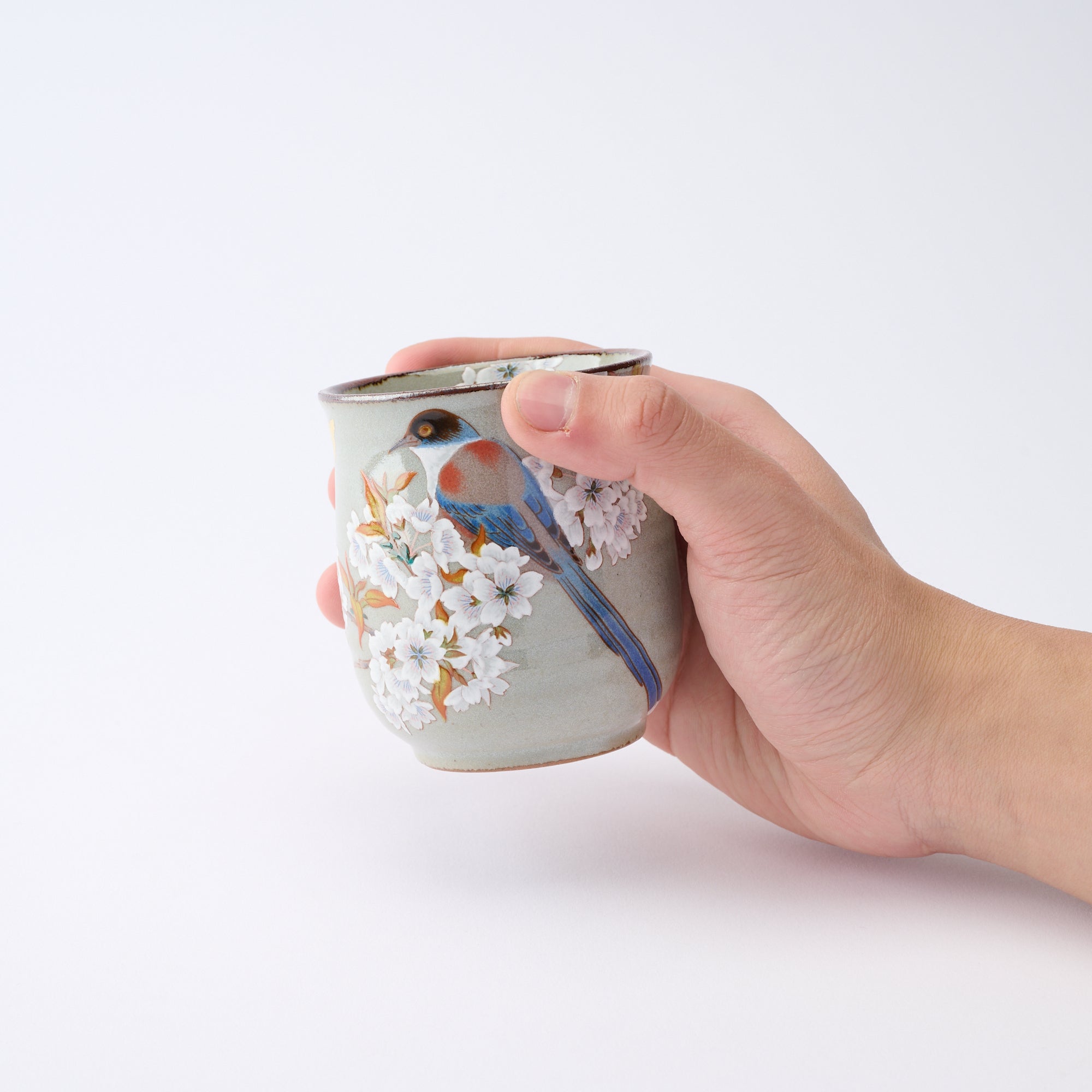 組湯呑 金箔山桜に鳥 - JAPAN KUTANI SHOP